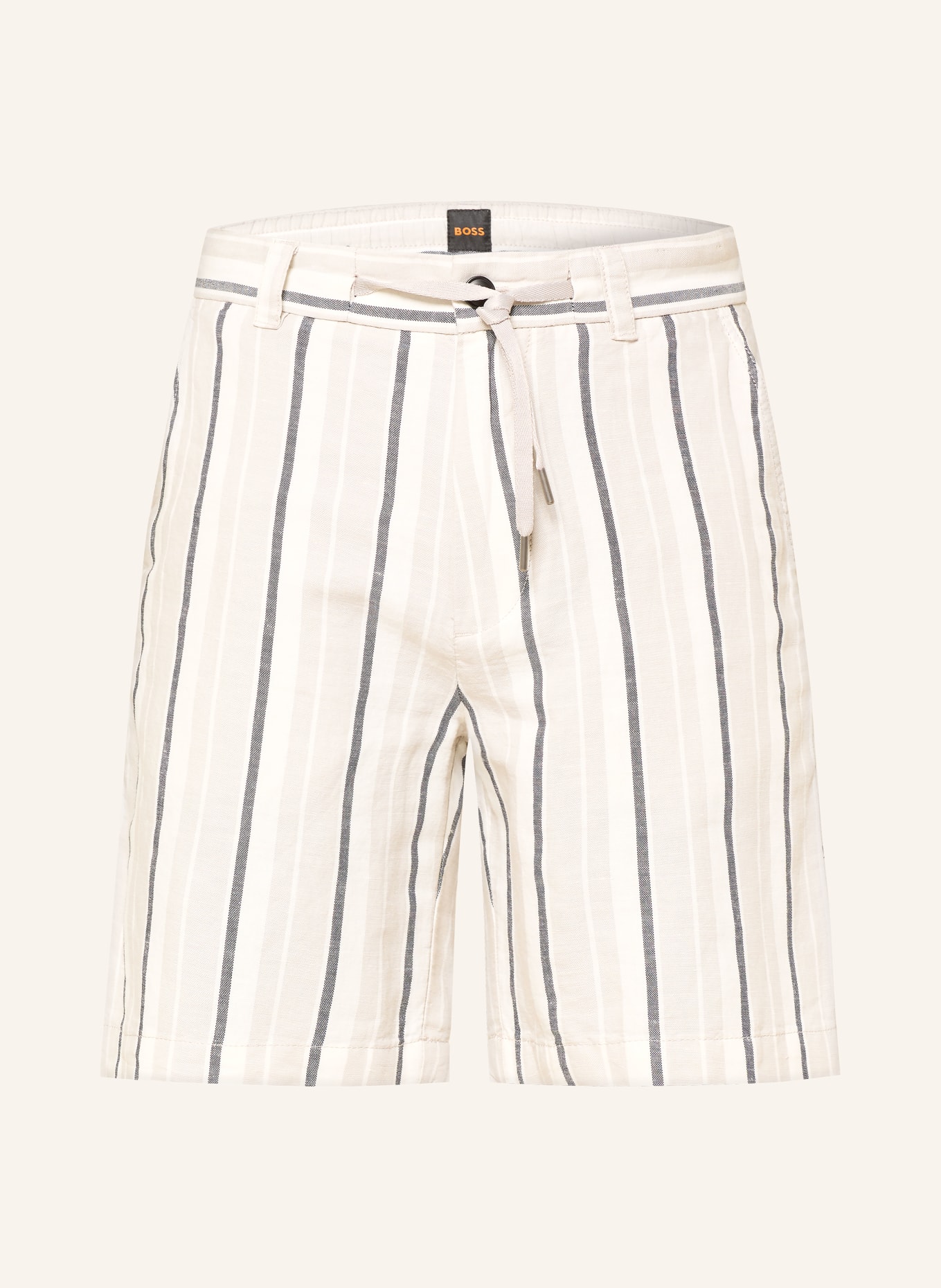 BOSS Straight-fit linen chino shorts: ECRU / TAUPE / BLACK