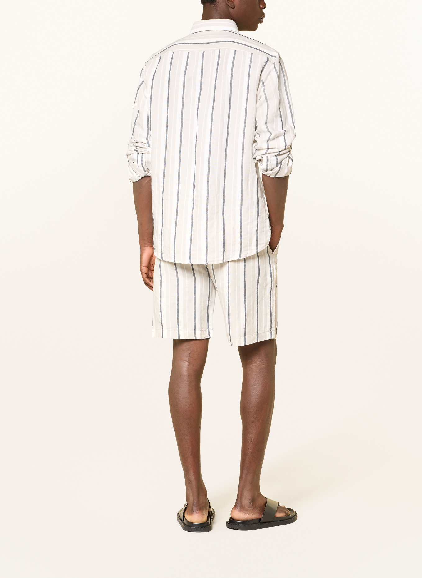 BOSS Straight-fit linen chino shorts: ECRU / TAUPE / BLACK