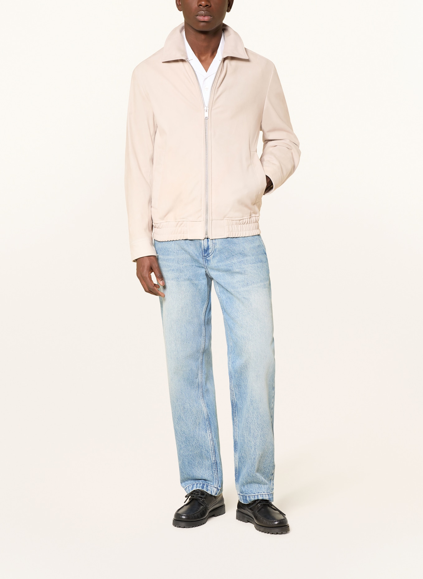 BOSS Lederblouson JOSURF: ECRU