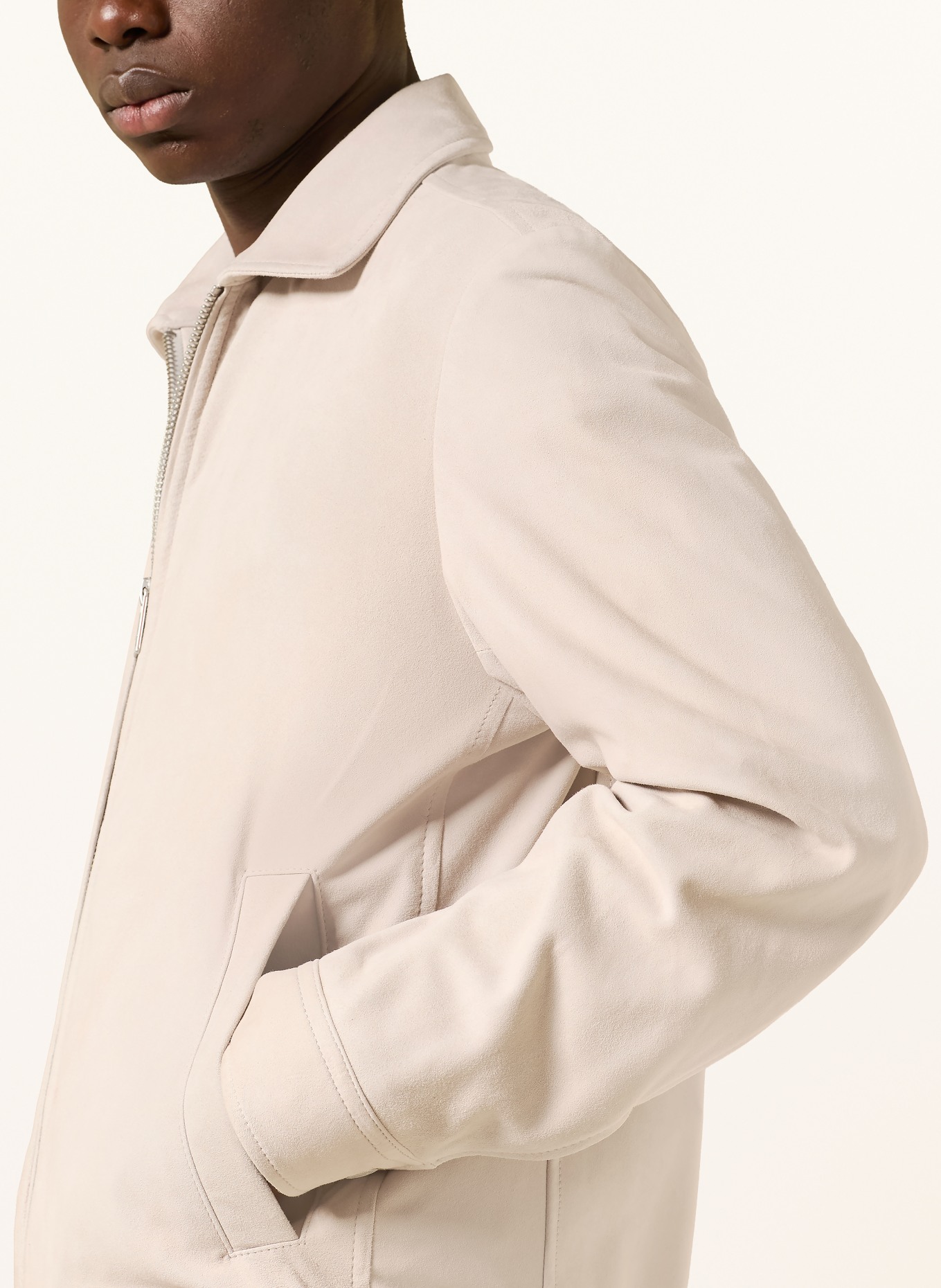 BOSS Lederblouson JOSURF: ECRU