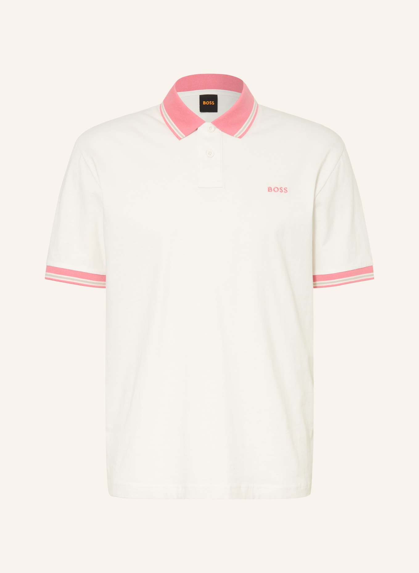 BOSS BLOCKS Relaxed Fit Jersey Polo Shirt: WHITE / LIGHT RED