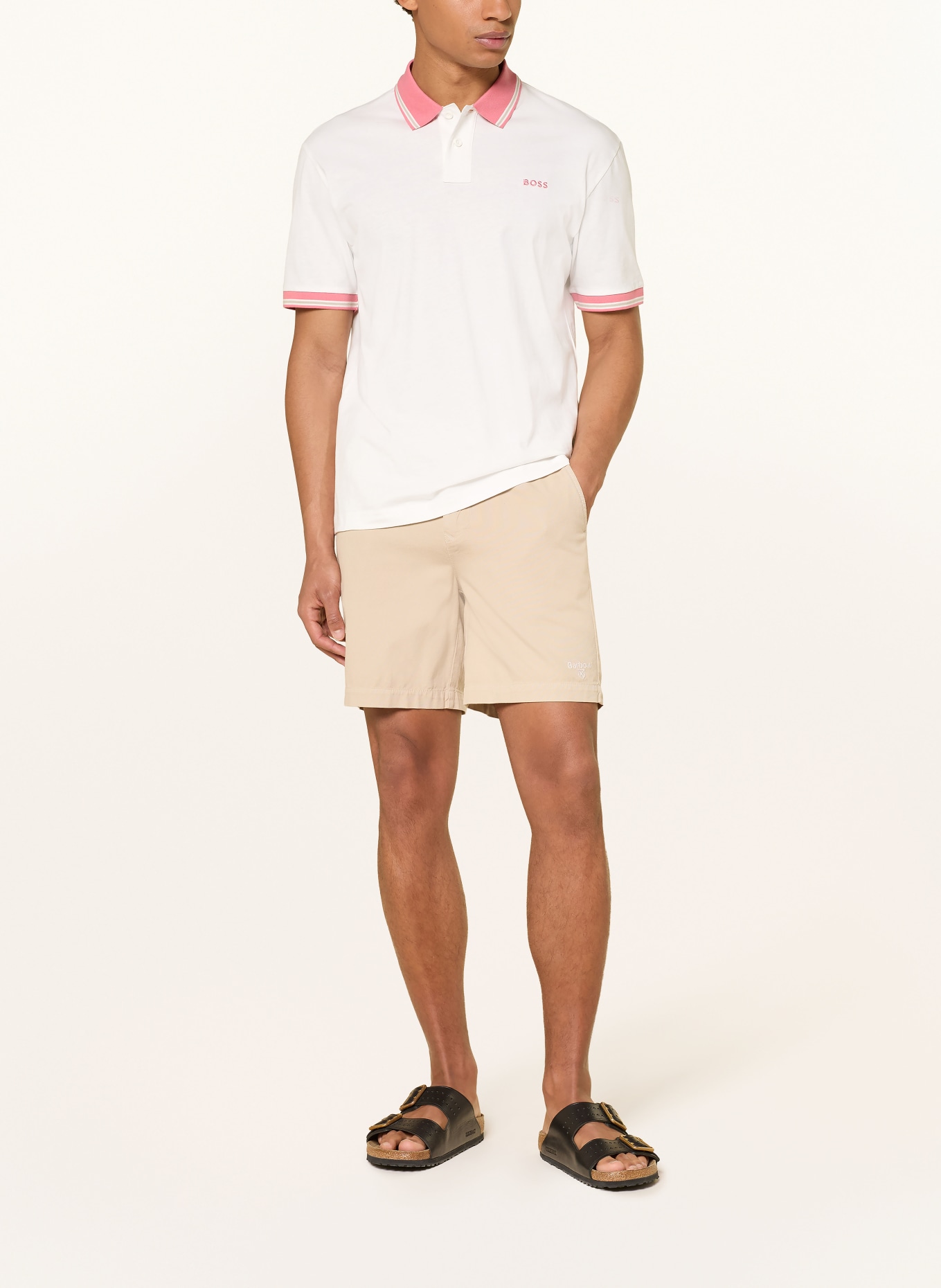 BOSS BLOCKS Relaxed Fit Jersey Polo Shirt: WHITE / LIGHT RED