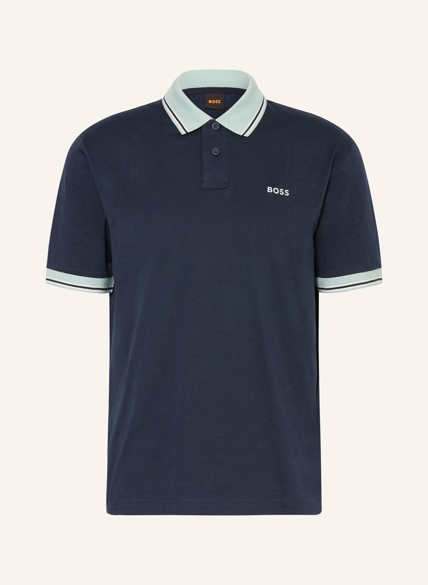 BOSS Jersey-Poloshirt BLOCKS Relaxed Fit: DUNKELBLAU / MINT