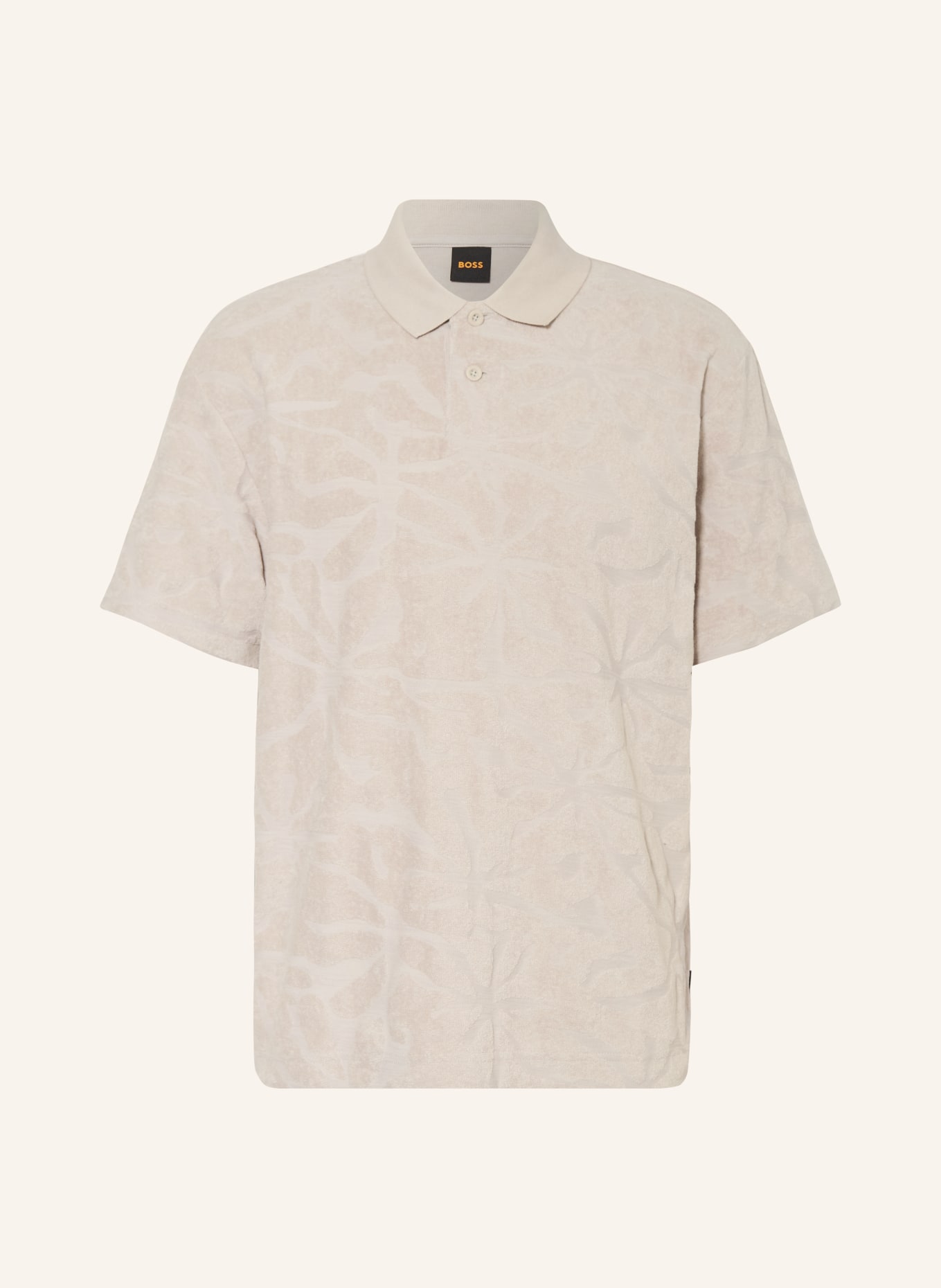 BOSS FLOWER Terry Polo Shirt: LIGHT GRAY