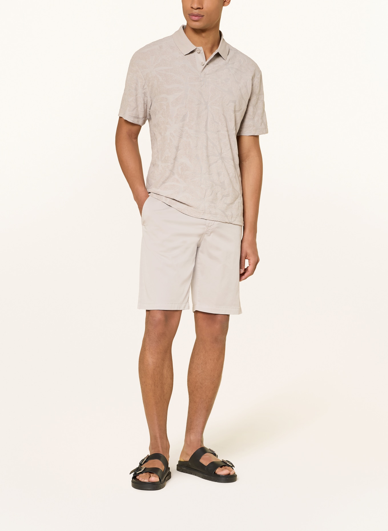 BOSS FLOWER Terry Polo Shirt: LIGHT GRAY