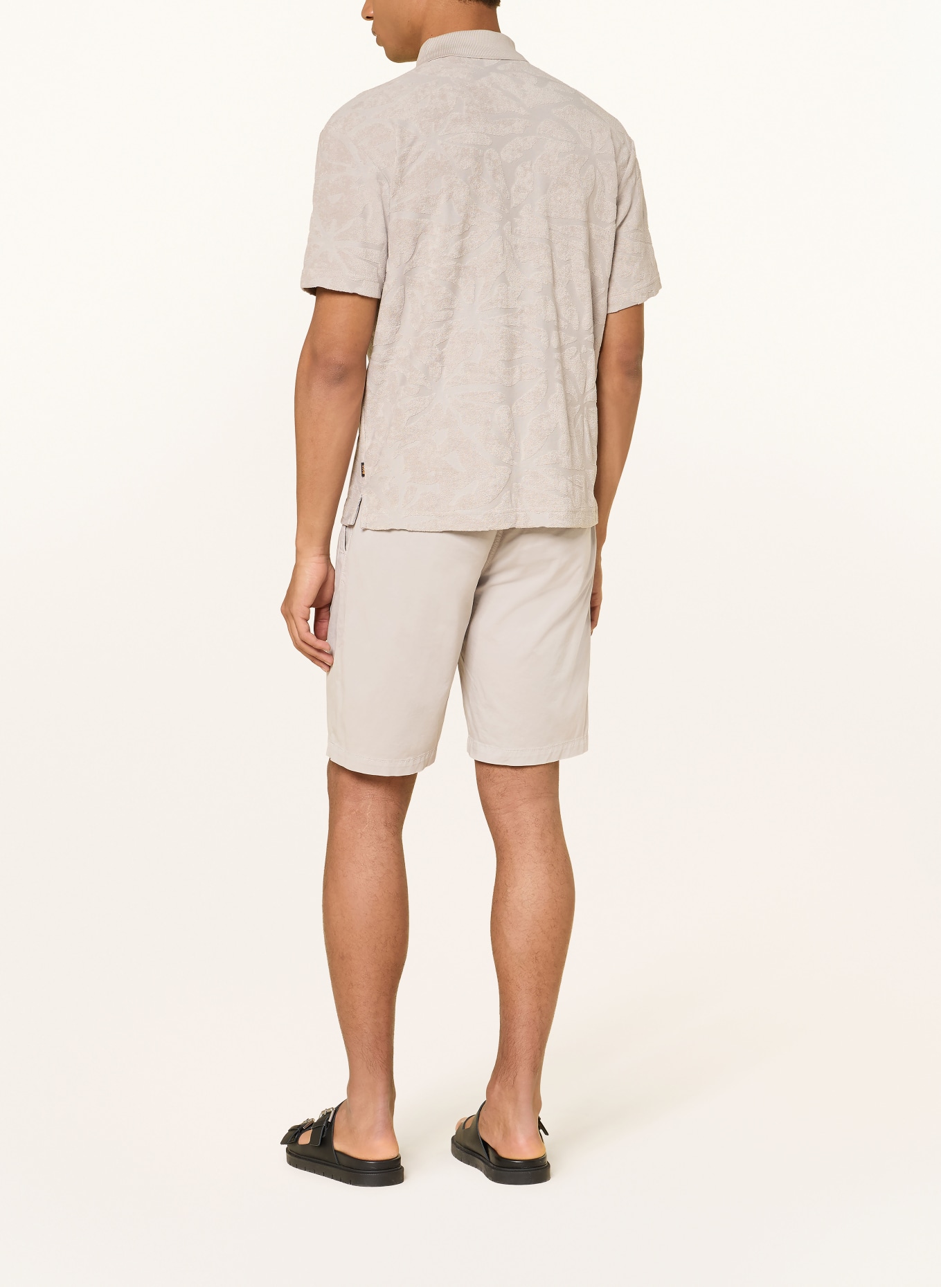 BOSS FLOWER Terry Polo Shirt: LIGHT GRAY