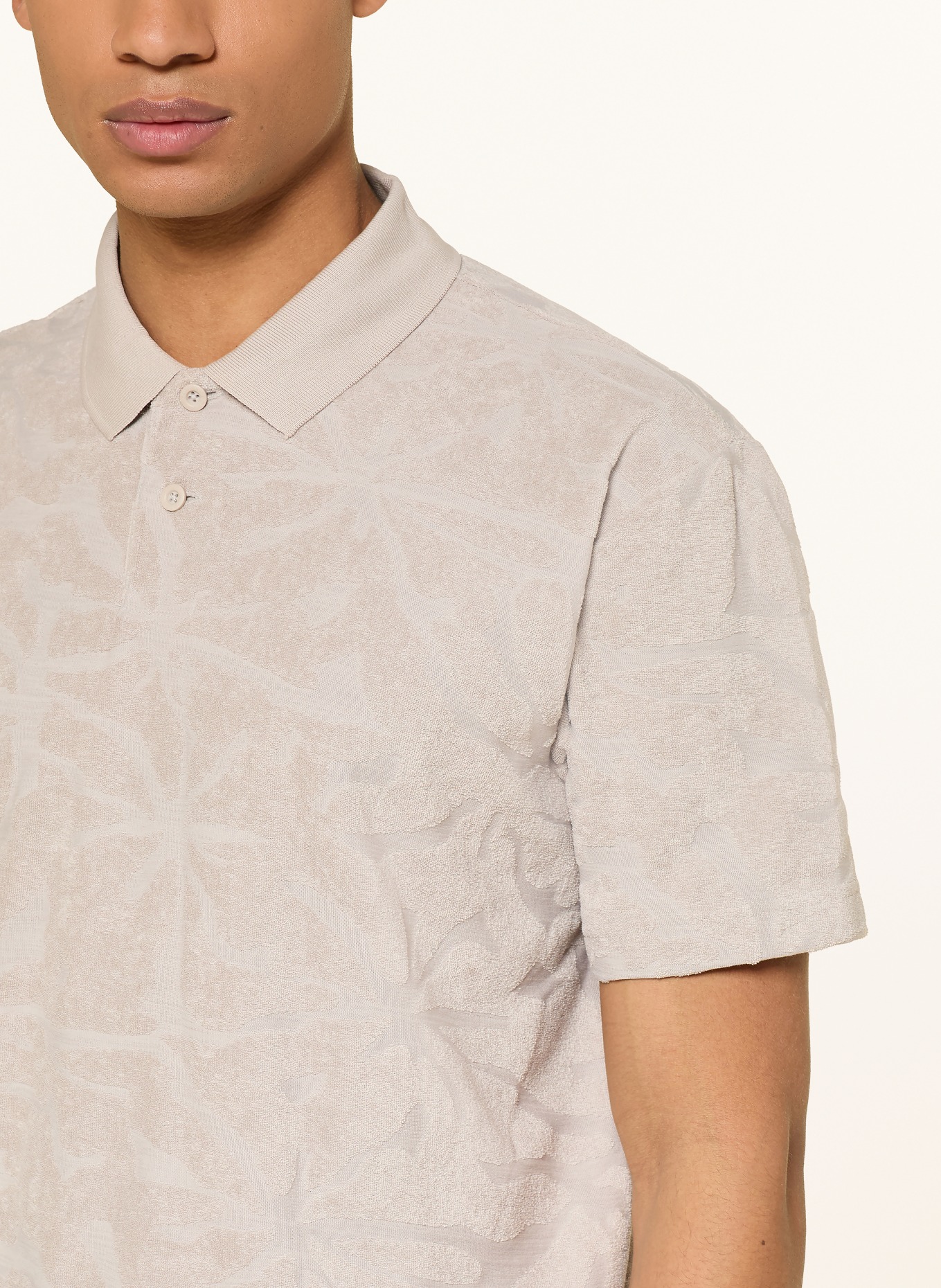 BOSS FLOWER Terry Polo Shirt: LIGHT GRAY