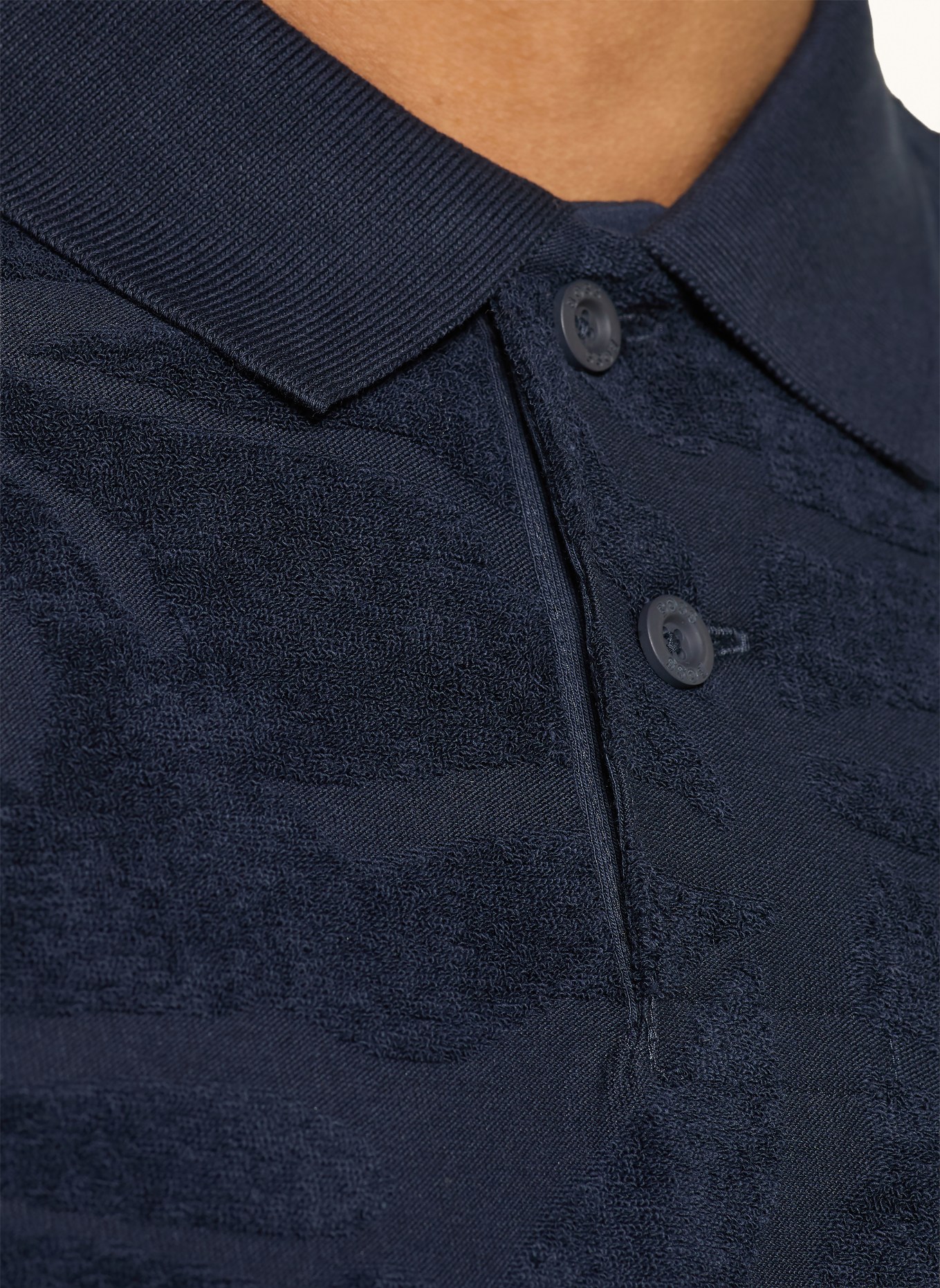 BOSS FLOWER Terry Polo Shirt: DARK BLUE