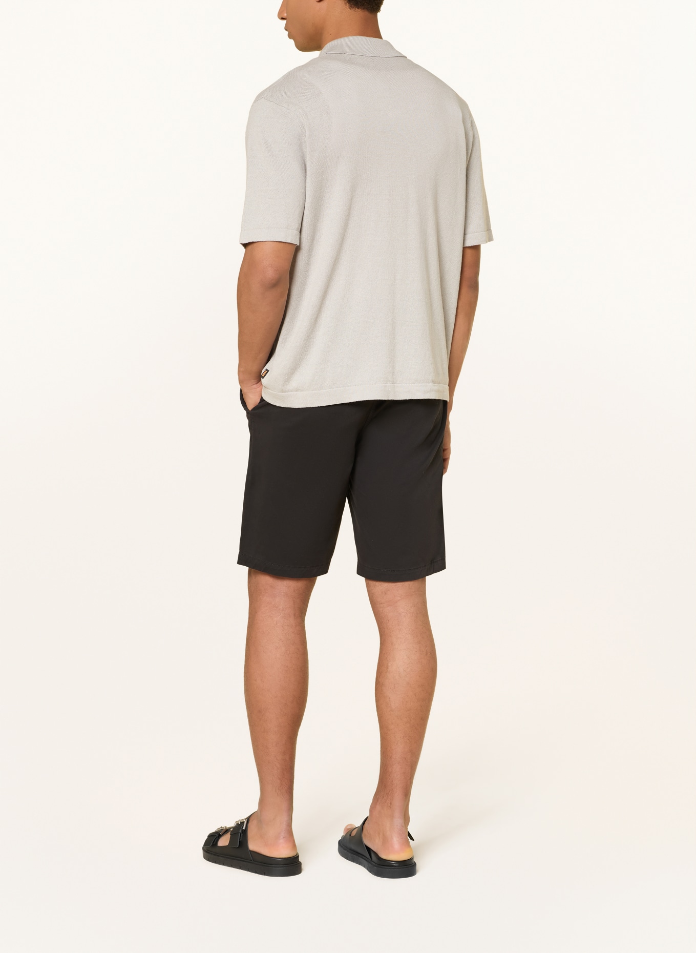 BOSS AMICINO Comfort Fit knit shirt with linen: LIGHT GRAY