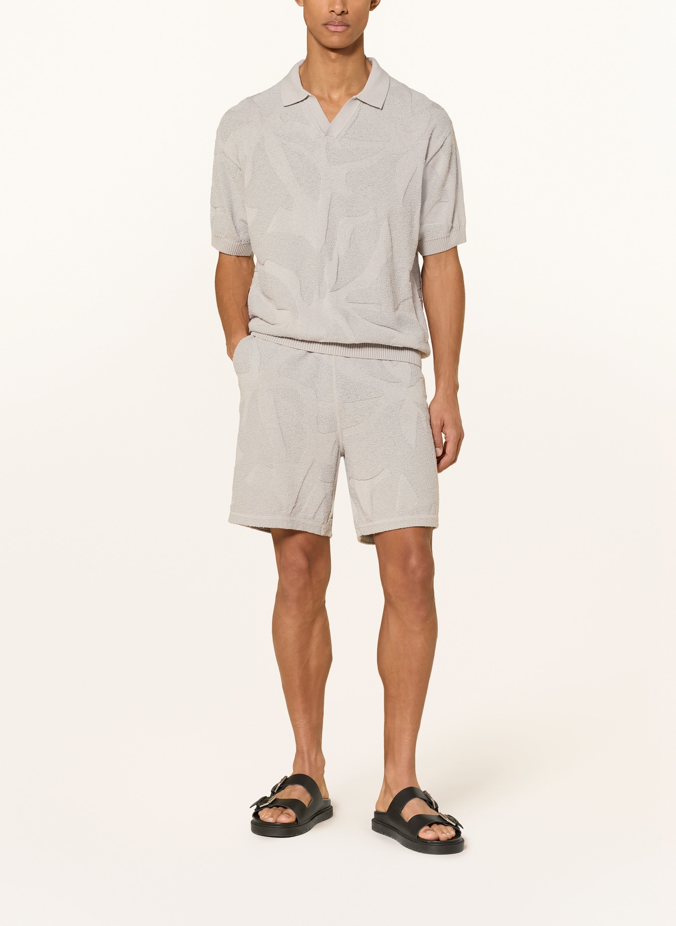 BOSS ASURFO Knitted Polo Shirt, Relaxed Fit: LIGHT GRAY