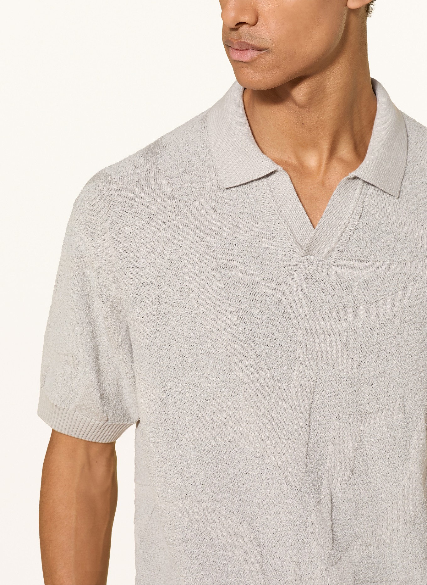 BOSS ASURFO Knitted Polo Shirt, Relaxed Fit: LIGHT GRAY