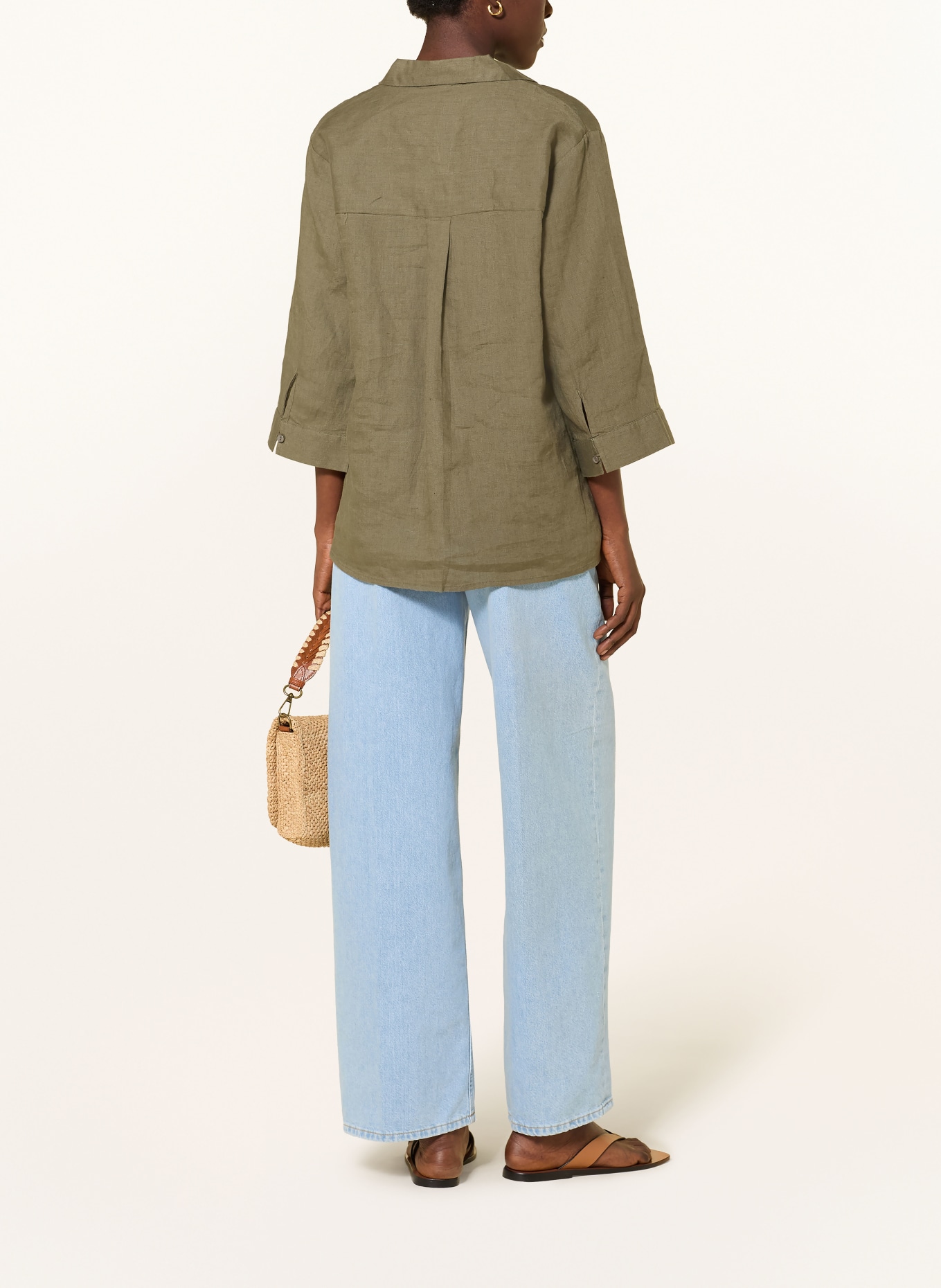 lilienfels Lněná halenka s 3/4 rukávem: OLIVOVÁ