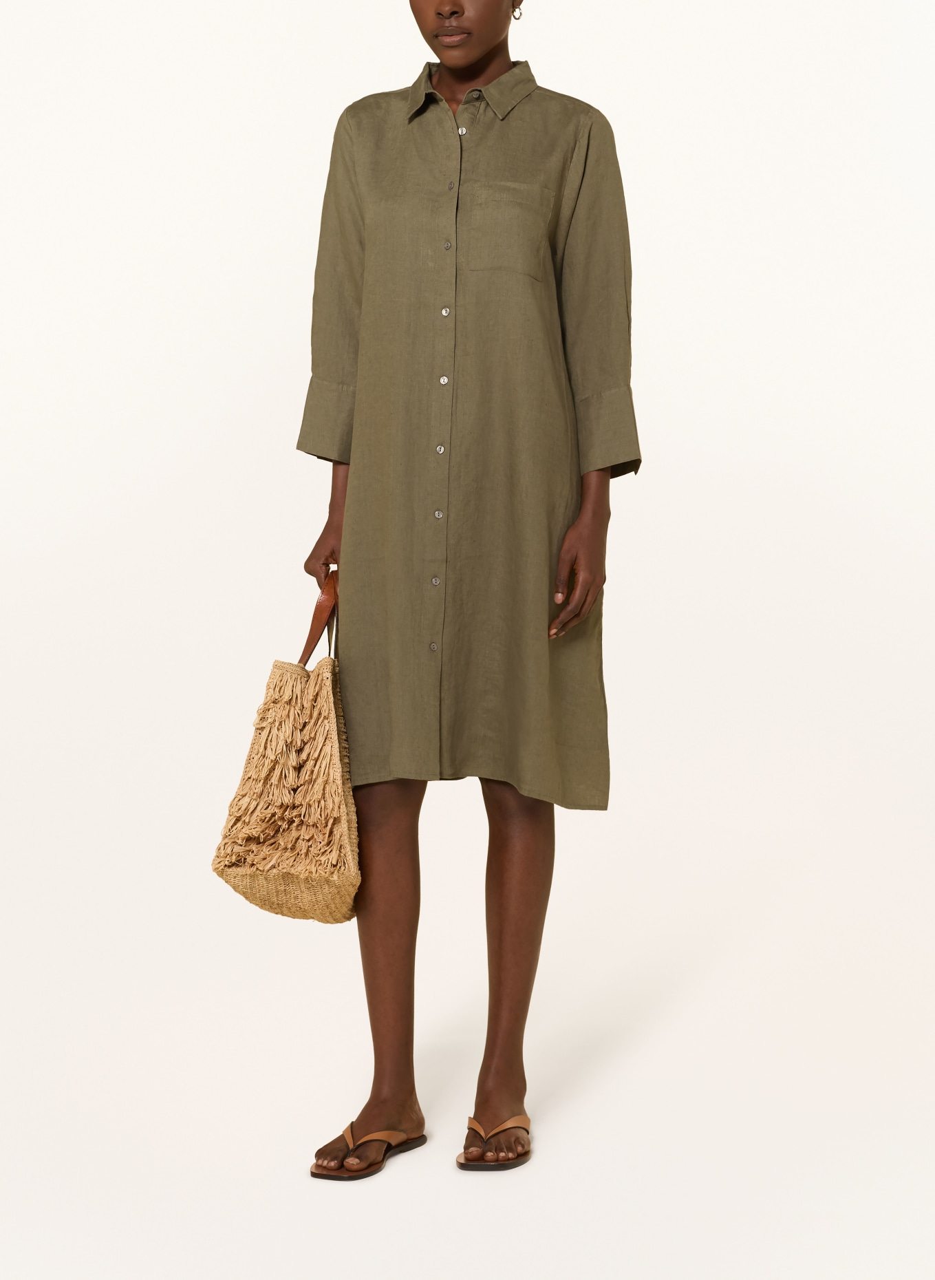 lilienfels LIANO linen shirt dress: KHAKI