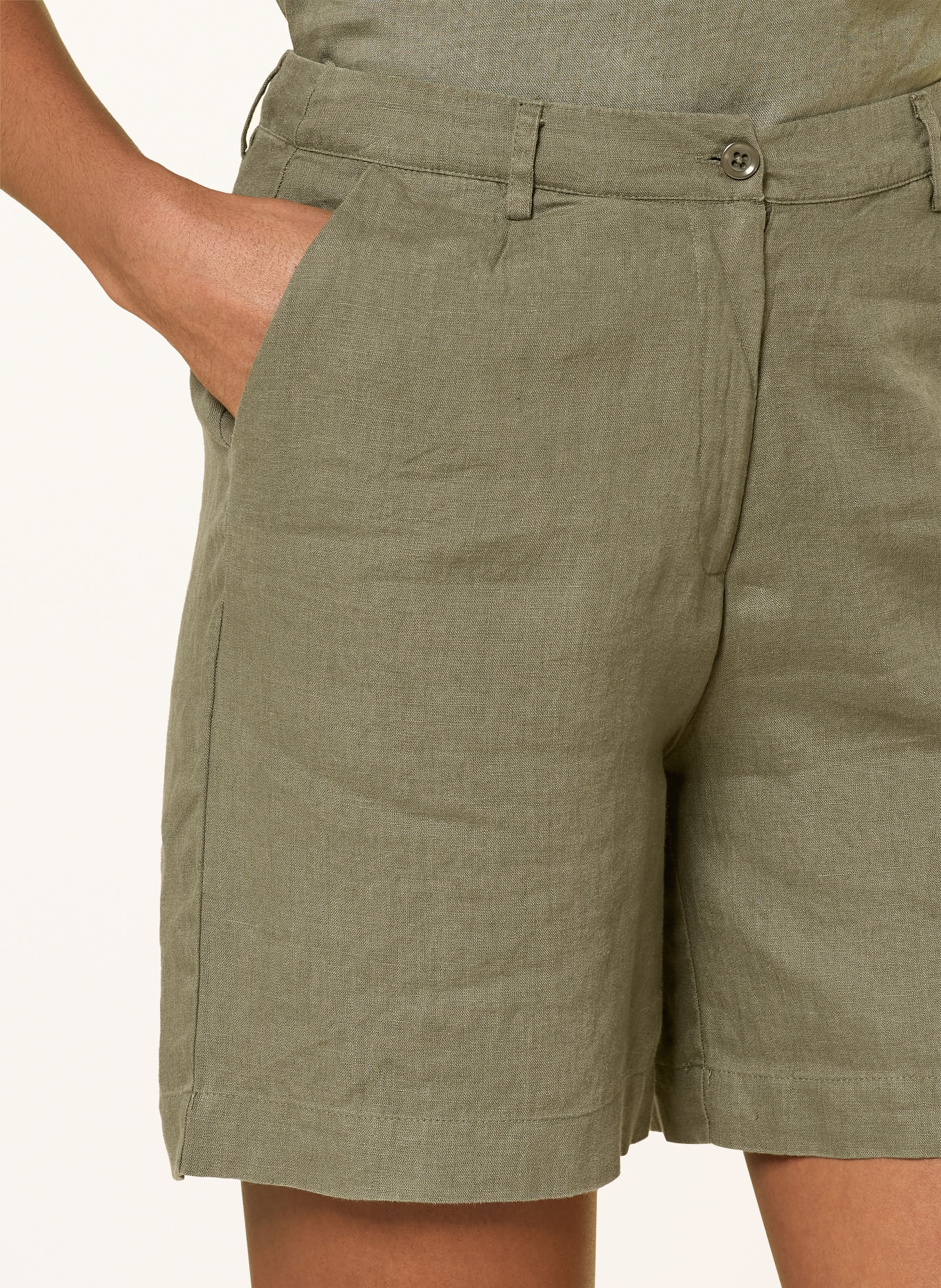 lilienfels Lněné šortky JONAS: OLIVOVÁ