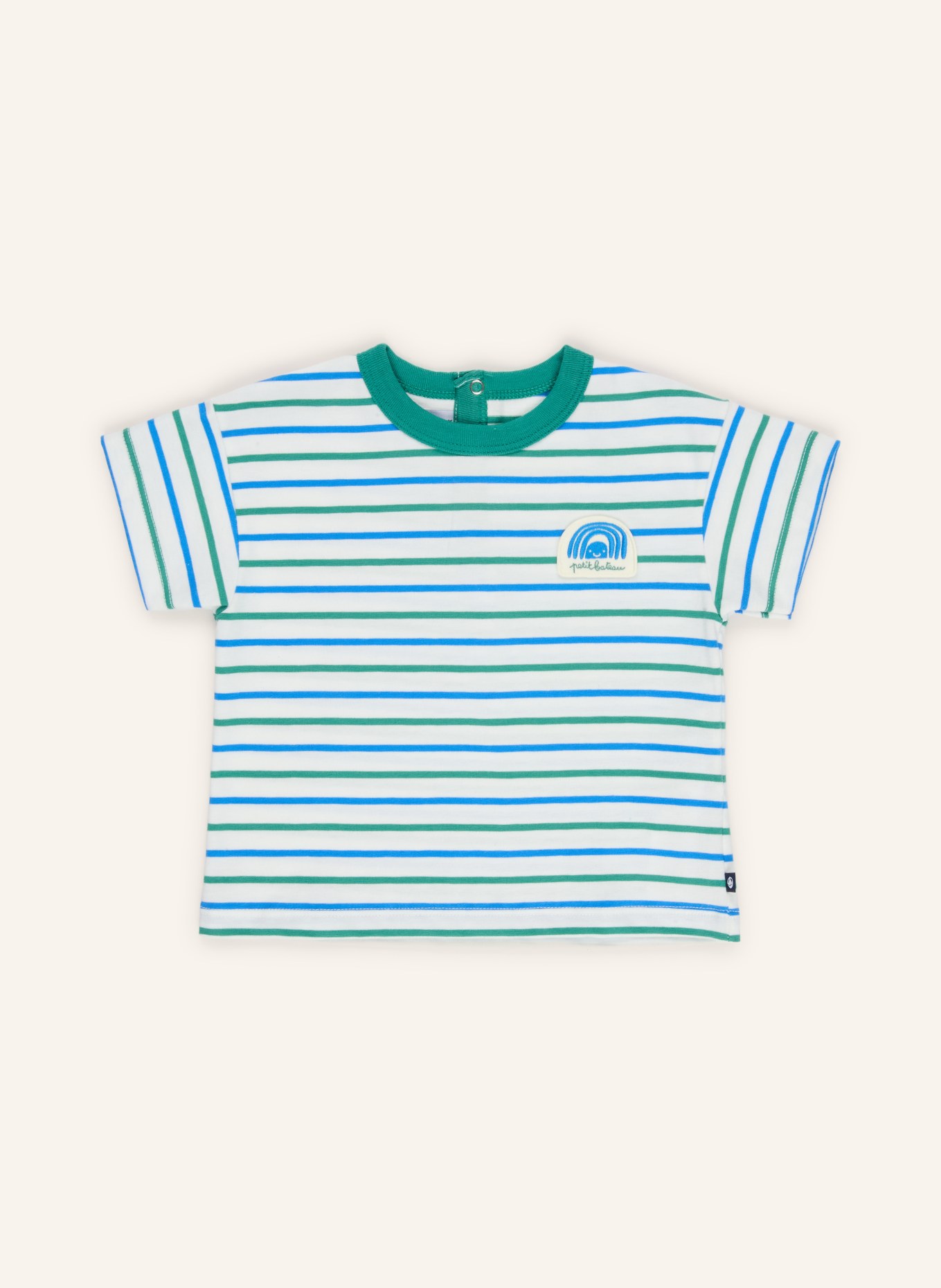 PETIT BATEAU T-shirt: WIT / GROEN / BLAUW