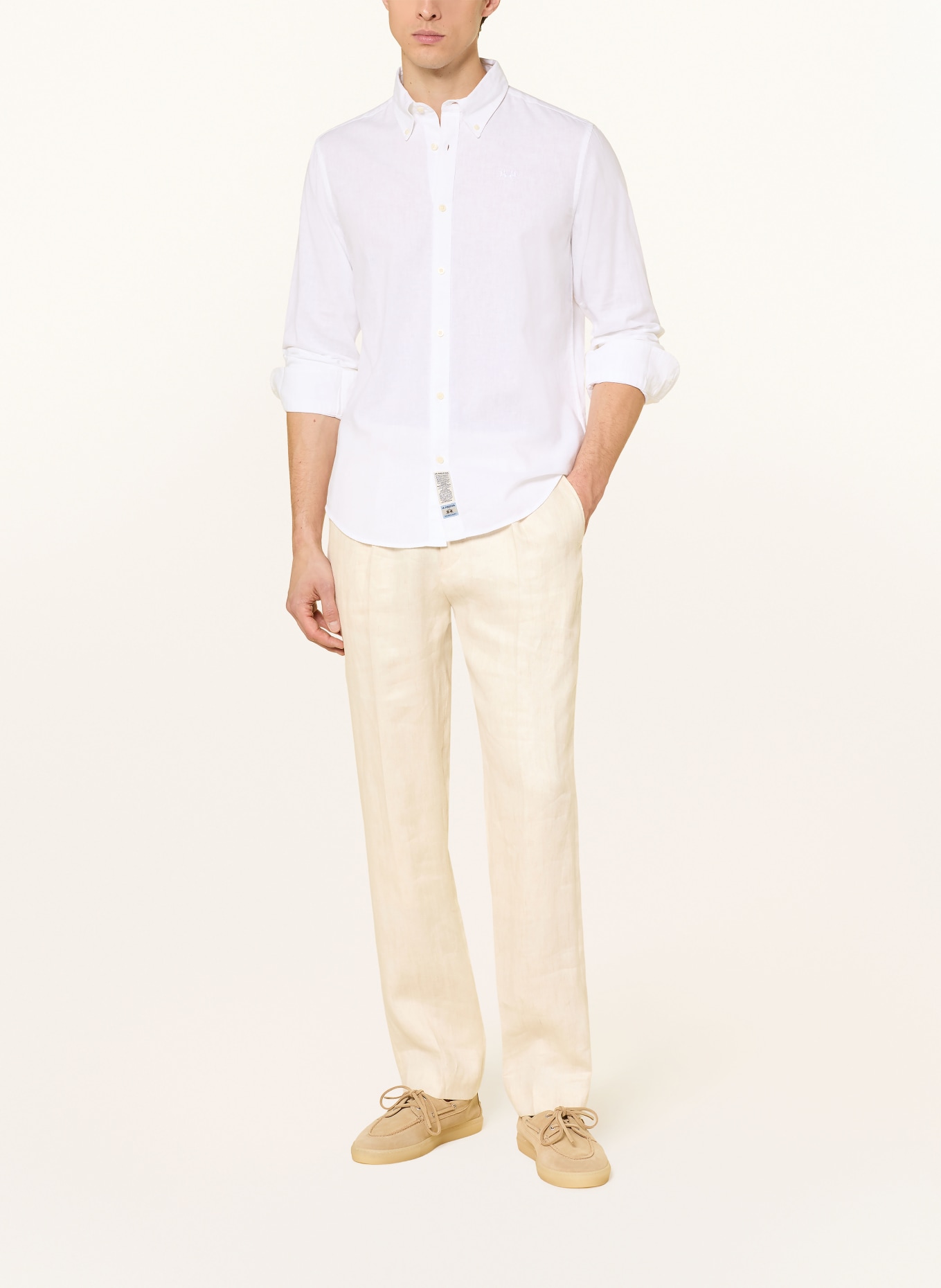 LA MARTINA Chemise coupe classique en lin: BLANC