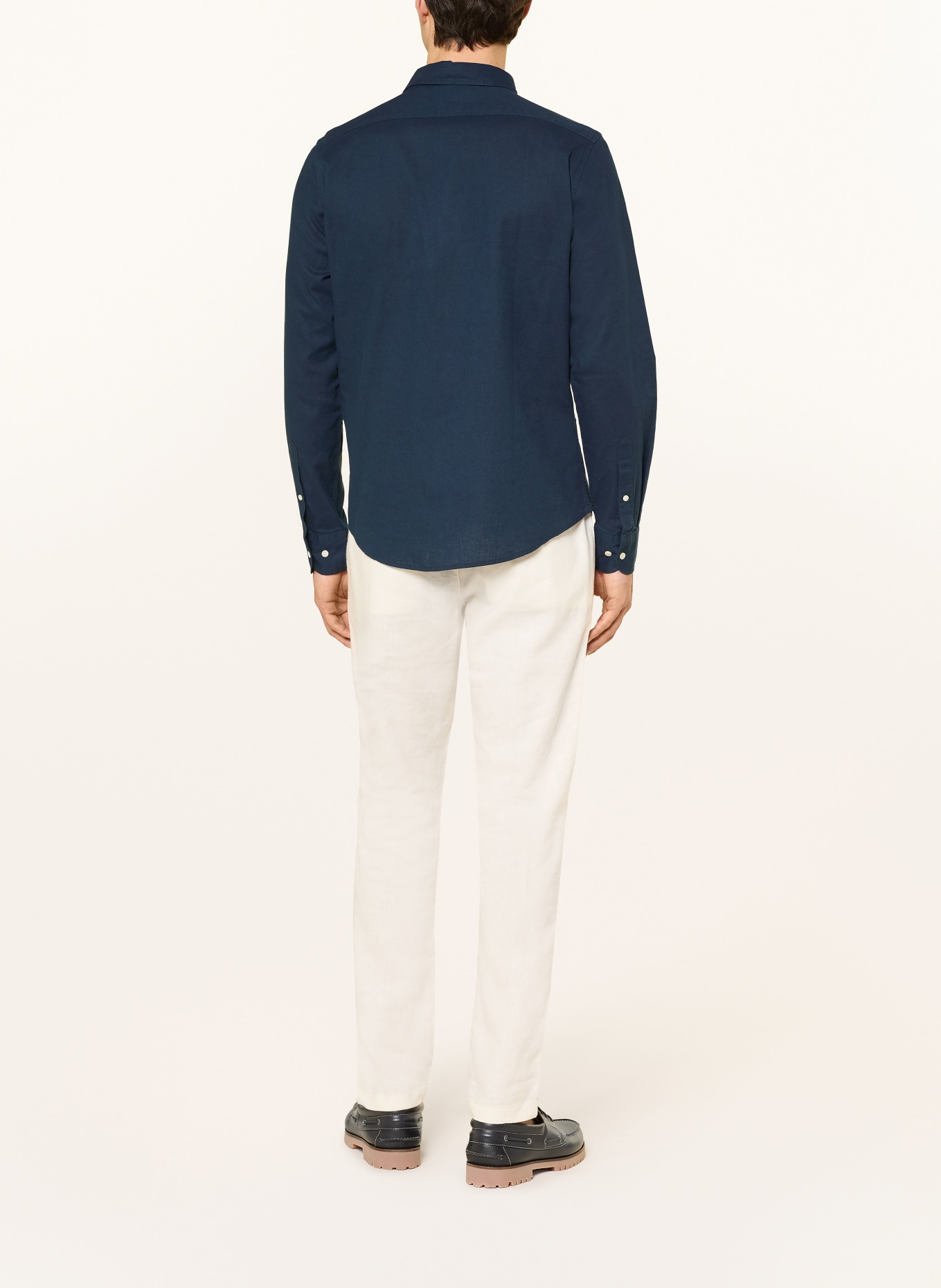 LA MARTINA Overhemd met normale pasvorm van linnen: DONKERBLAUW