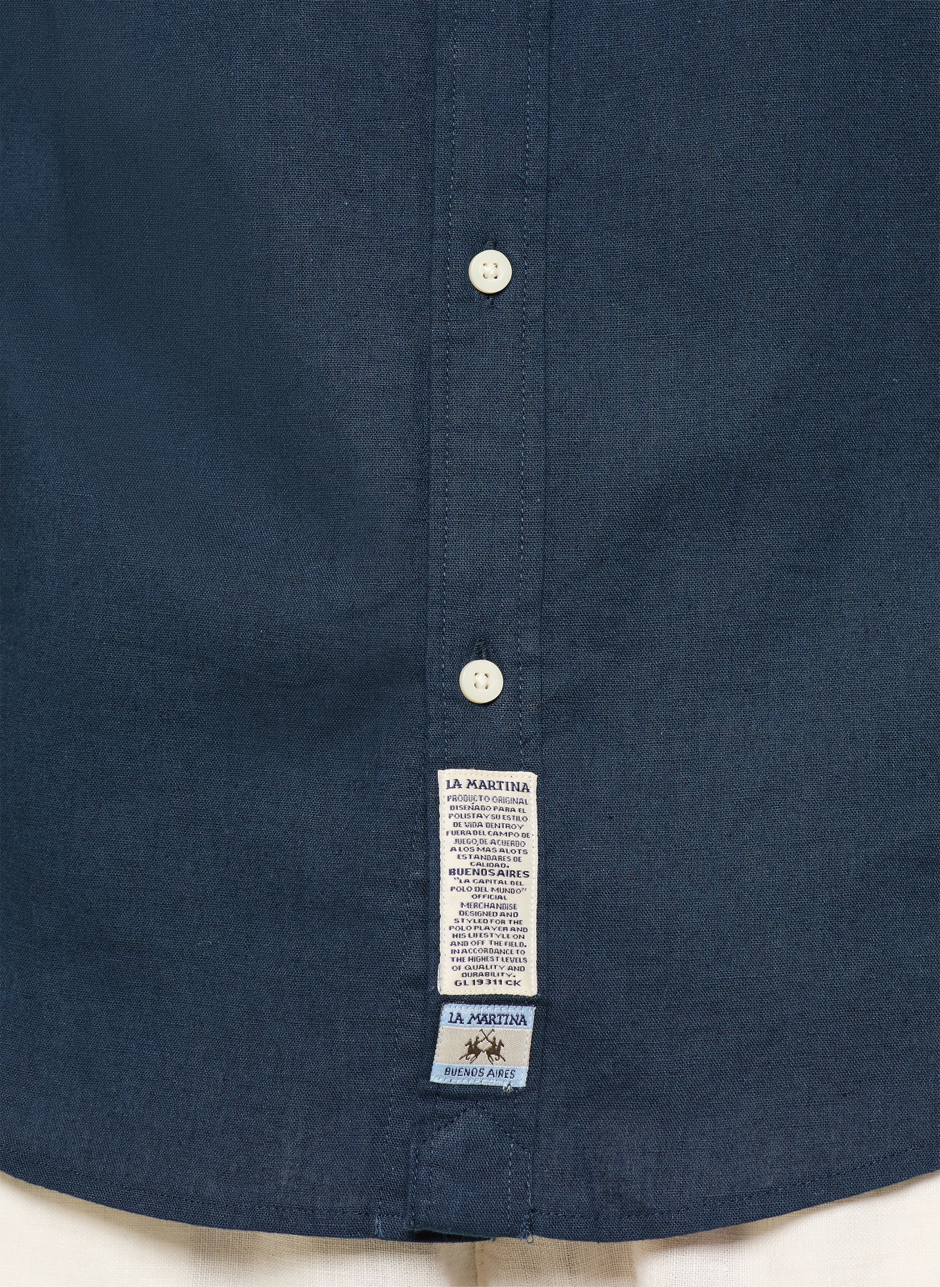 LA MARTINA Overhemd met normale pasvorm van linnen: DONKERBLAUW
