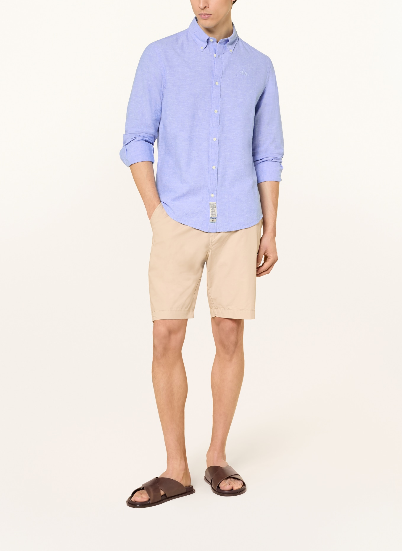 LA MARTINA Chemise coupe classique en lin: BLEU CLAIR