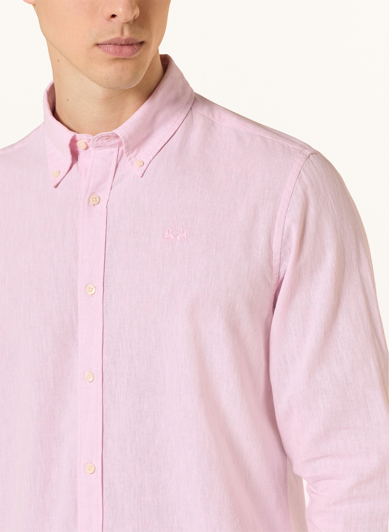 LA MARTINA Chemise coupe classique en lin: ROSE CLAIR