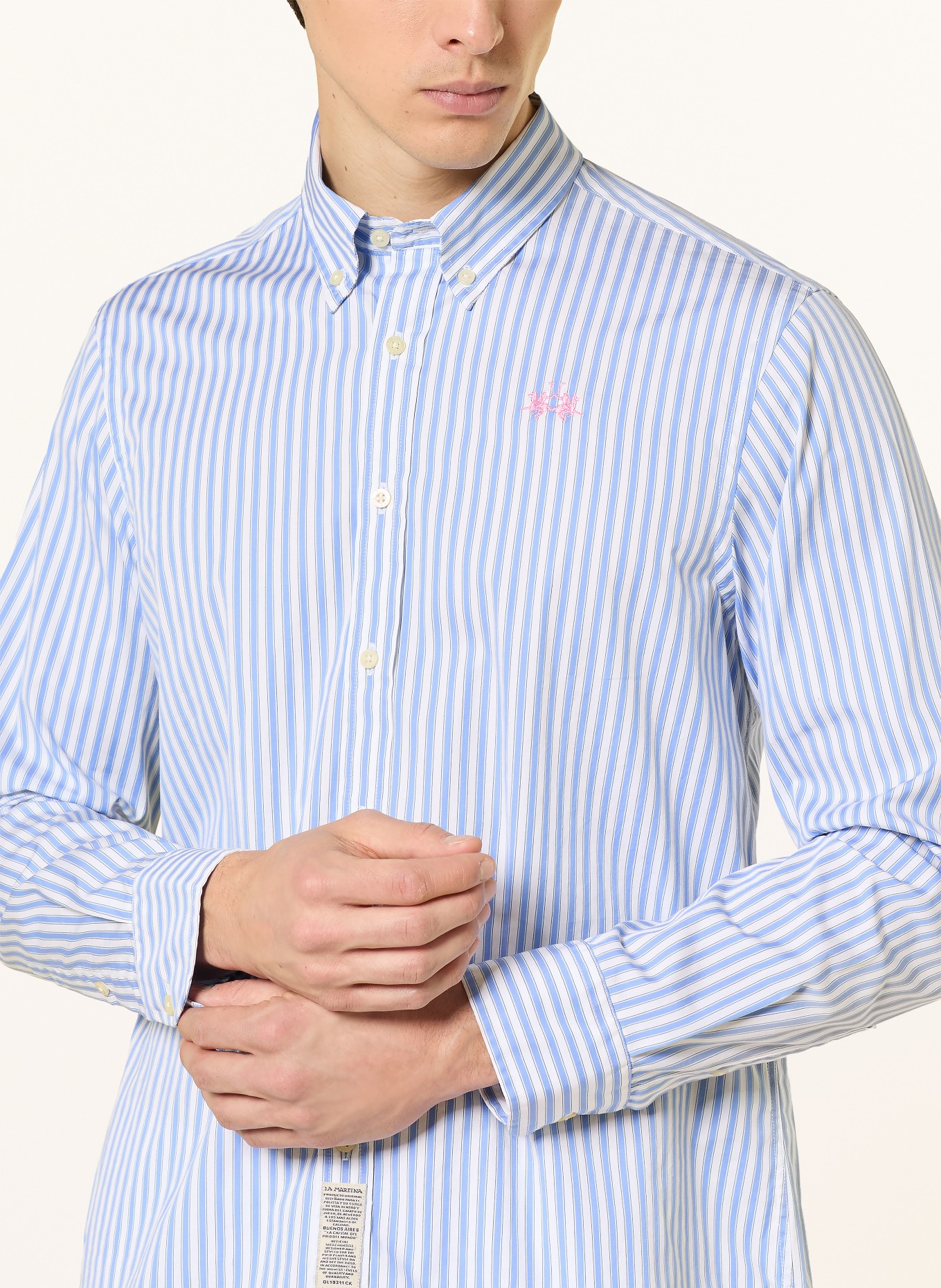 LA MARTINA Chemise coupe classique: BLEU CLAIR / BLANC