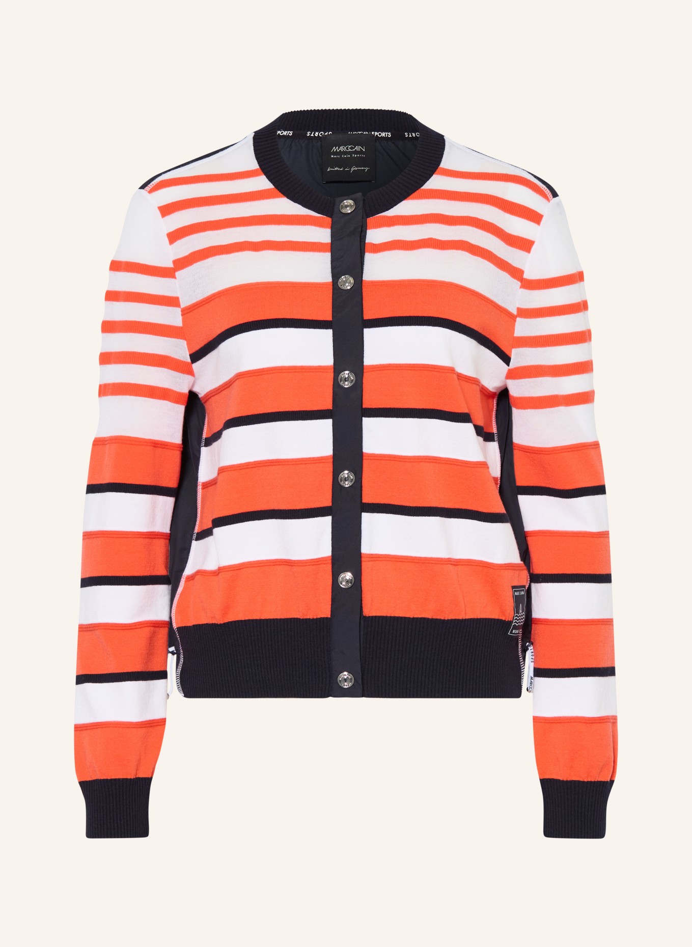 MARC CAIN Strickjacke im Materialmix: 223 bright tomato