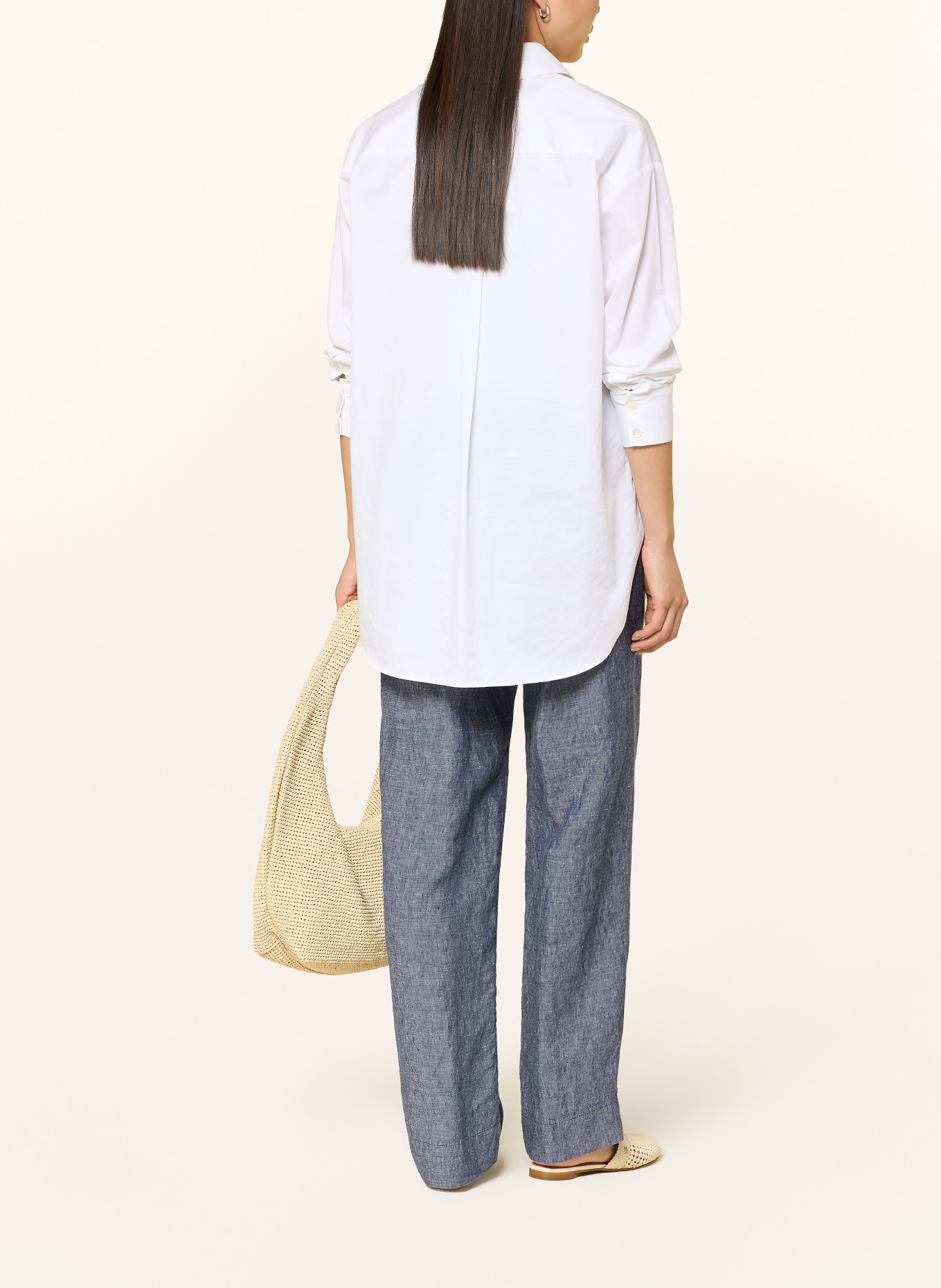 BRAX Lněné kalhoty FARINA: TMAVĚ MODRÁ