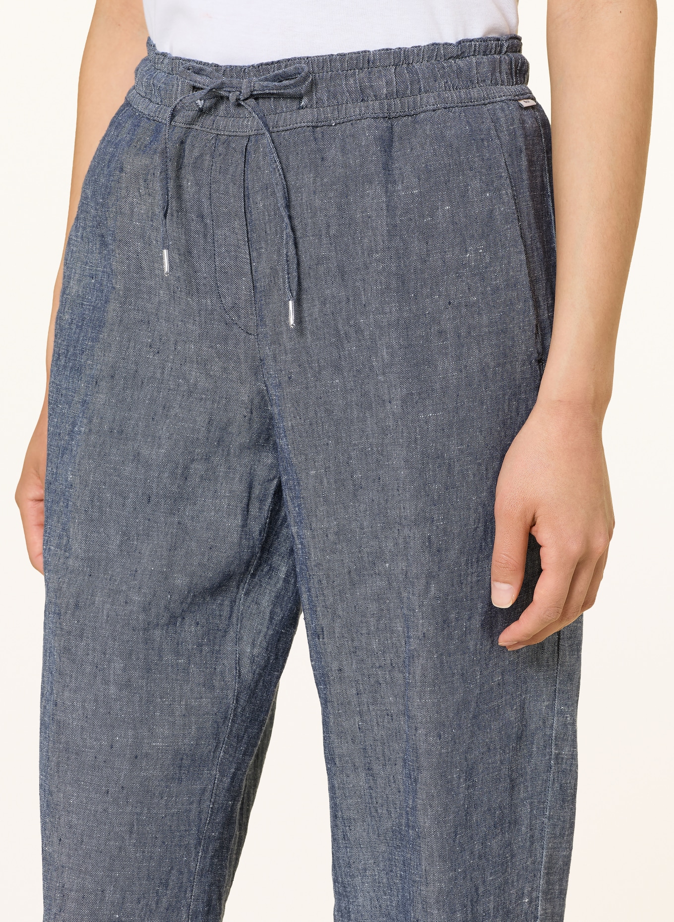 BRAX Lněné kalhoty FARINA: TMAVĚ MODRÁ