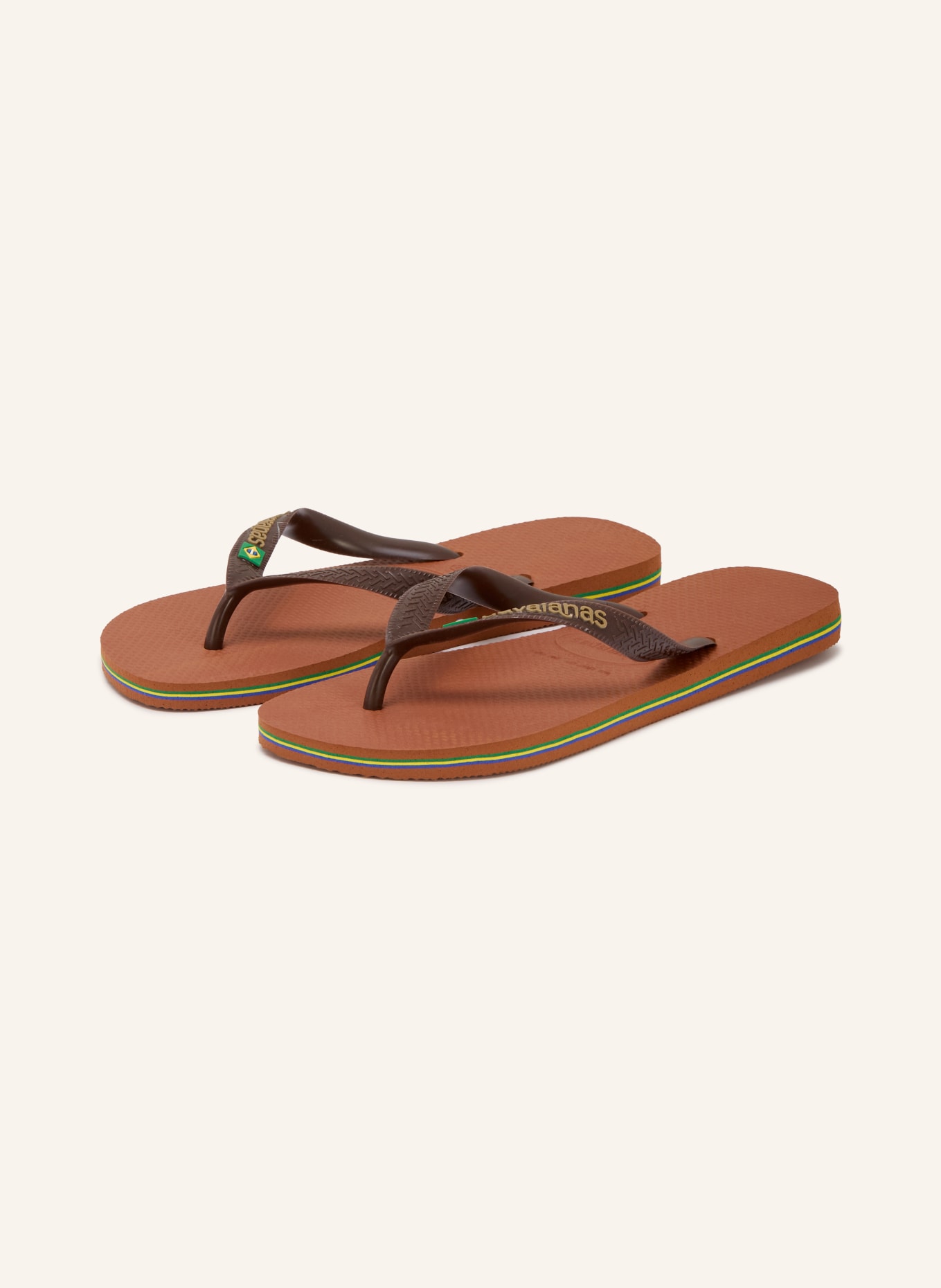 havaianas BRASIL LOGO Toe Separators: BROWN / DARK BROWN / GREEN