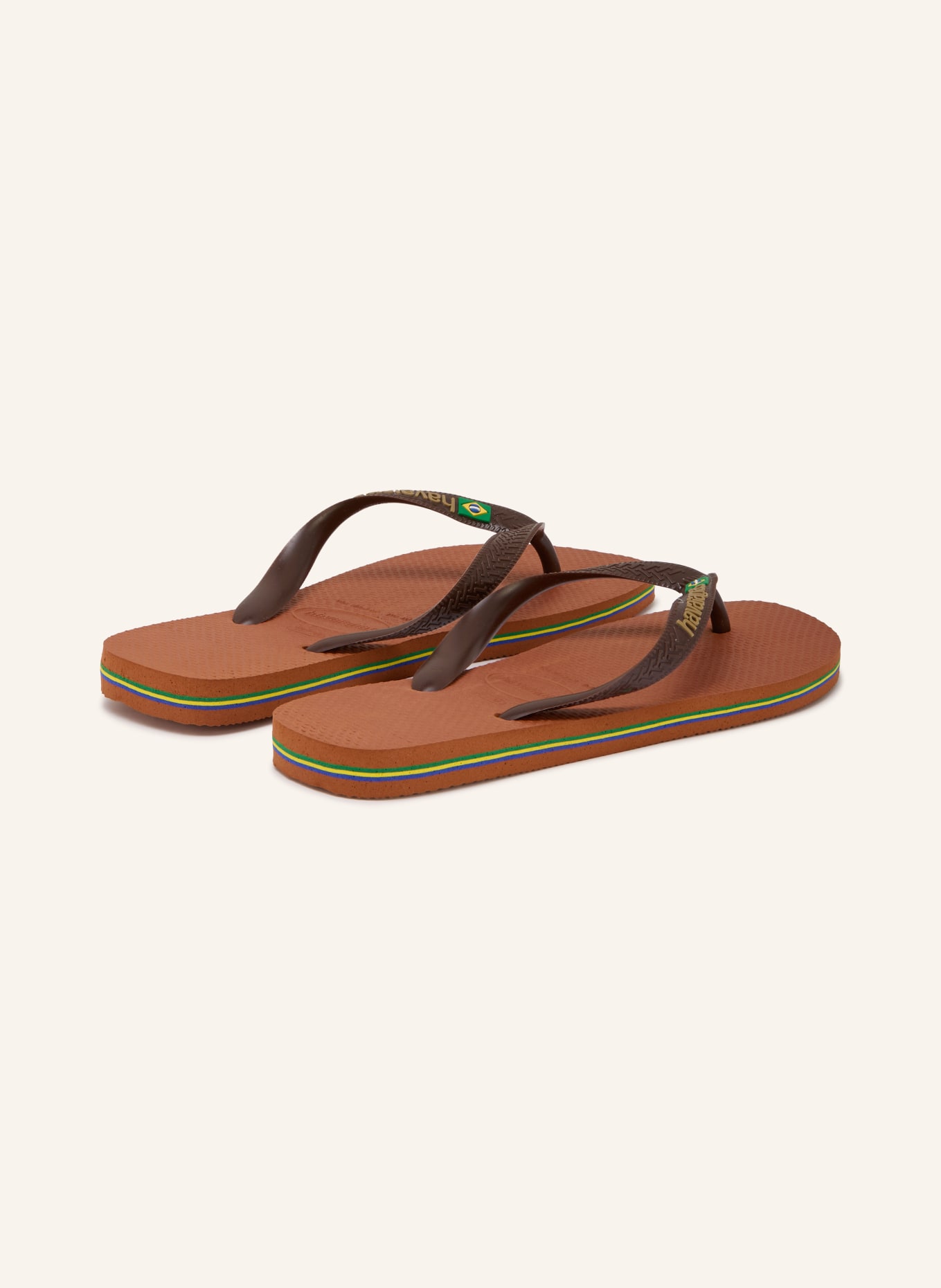 havaianas BRASIL LOGO Toe Separators: BROWN / DARK BROWN / GREEN