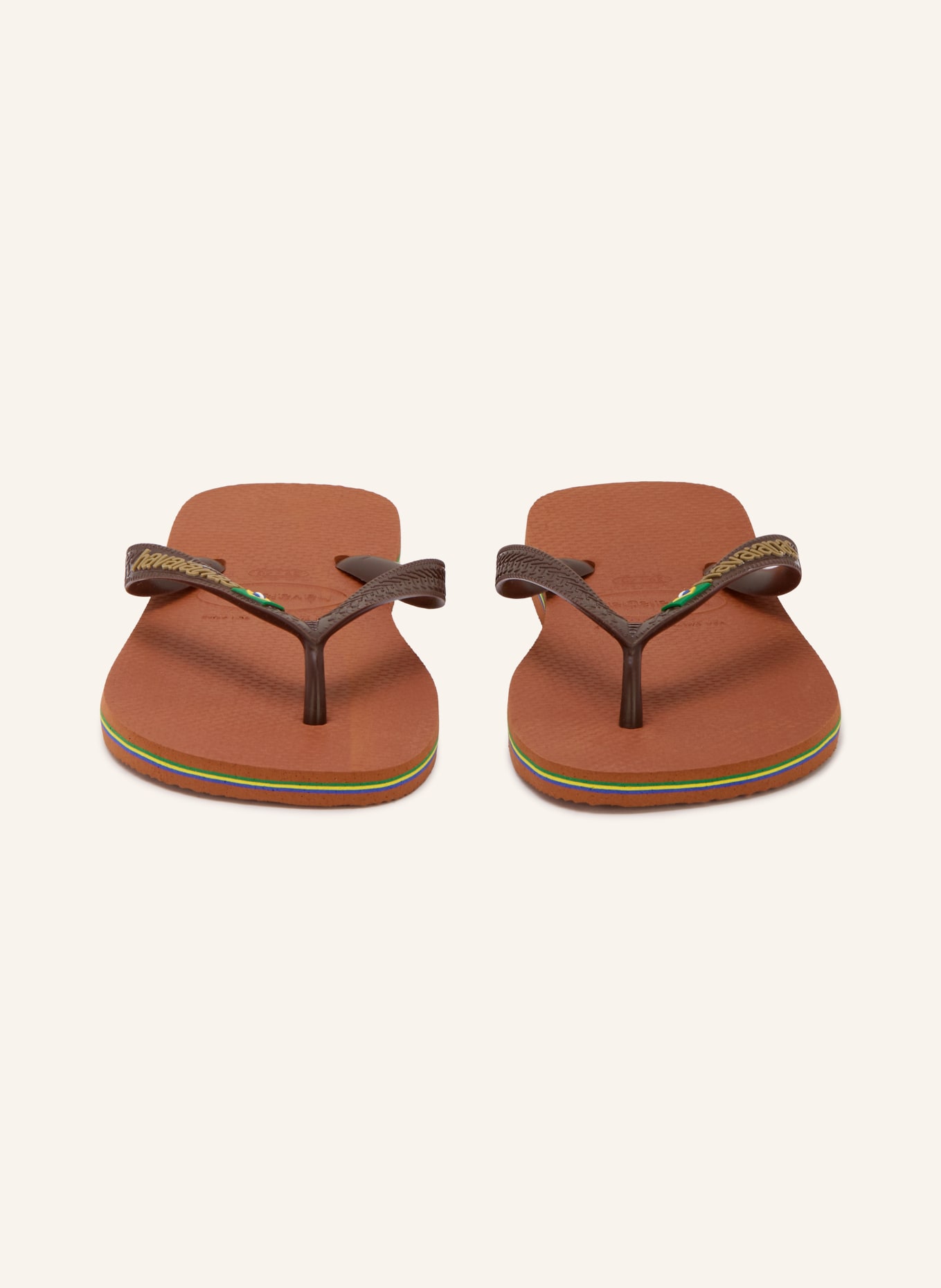 havaianas BRASIL LOGO Toe Separators: BROWN / DARK BROWN / GREEN
