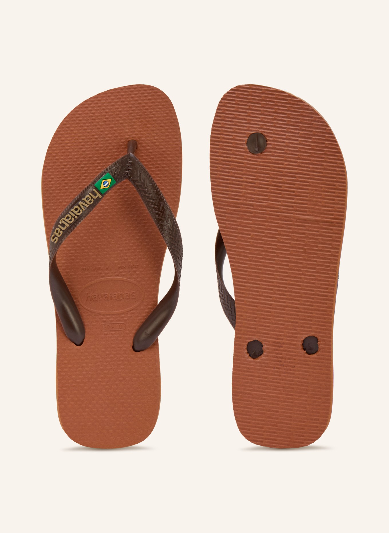 havaianas BRASIL LOGO Toe Separators: BROWN / DARK BROWN / GREEN