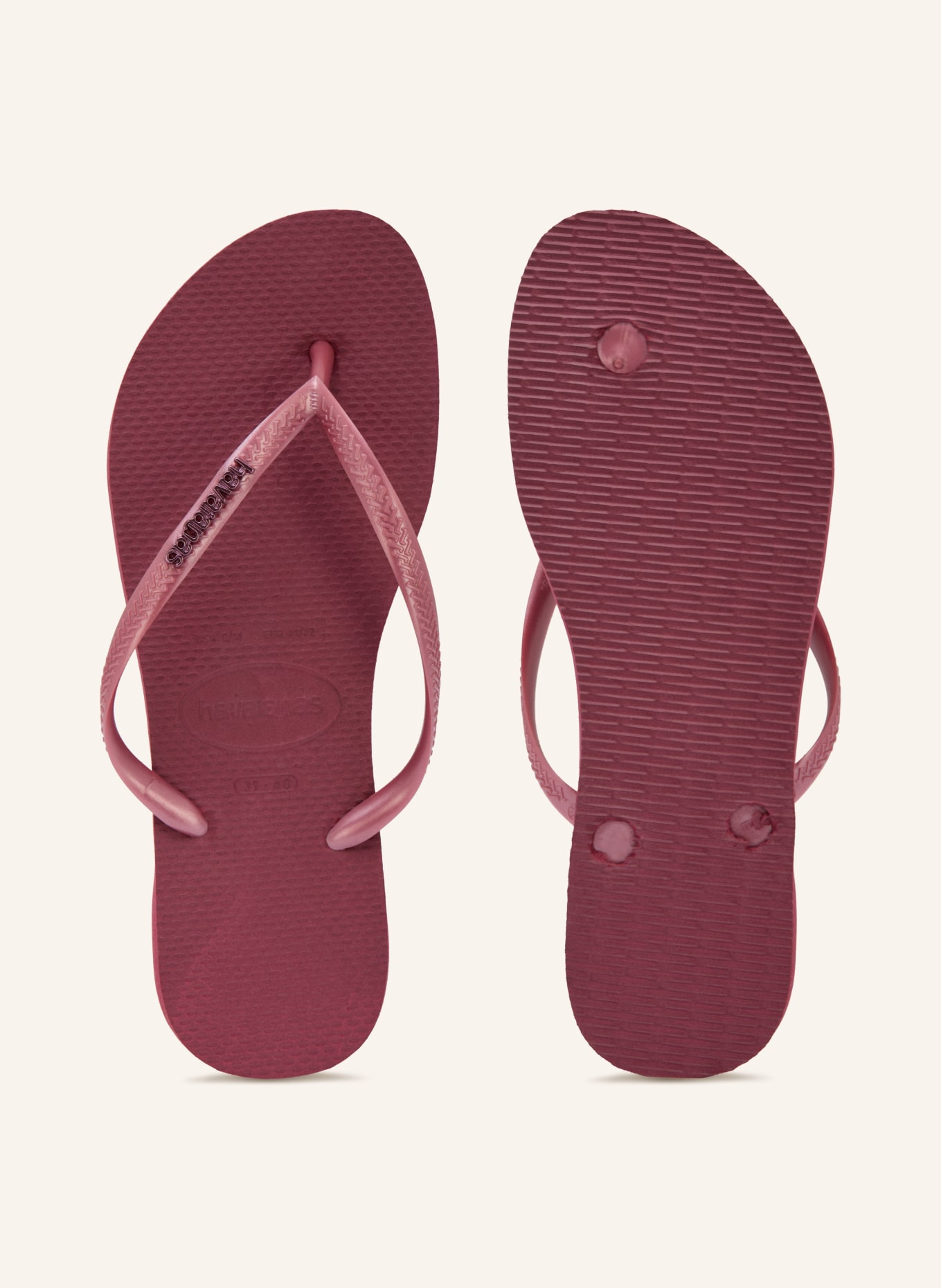 havaianas Séparateurs d'orteils SLIM LOGO METALLIC: ROUGE FONCÉ / VIEUX ROSE