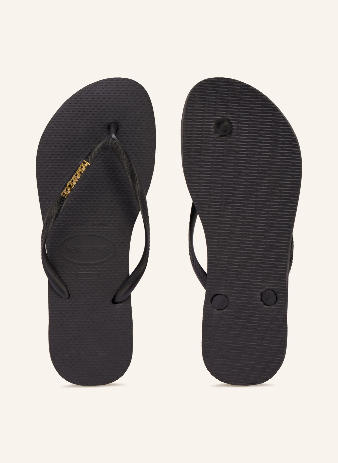 havaianas Tongs SLIM LOGO METALLIC: NOIR