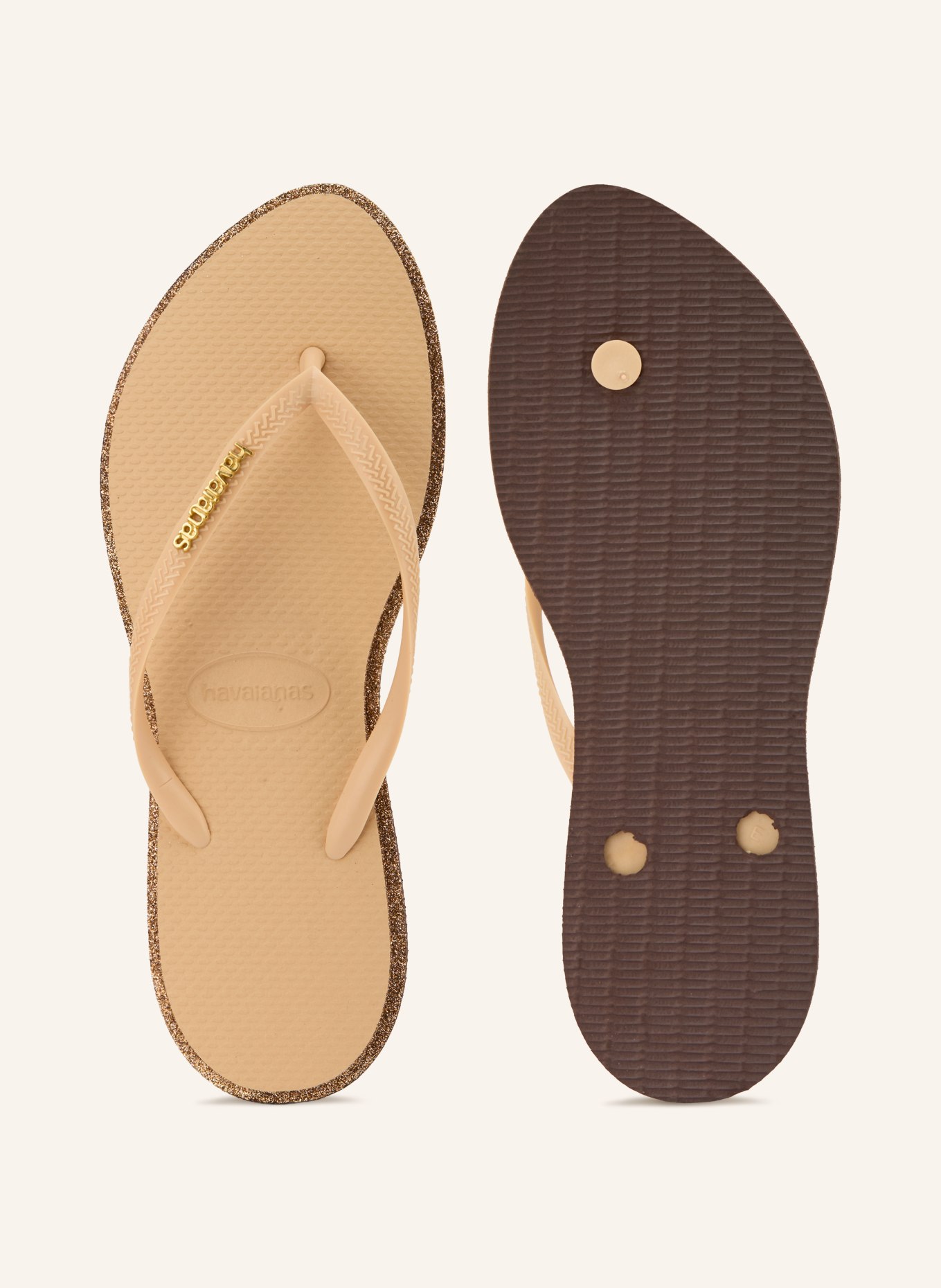 havaianas Toe-separator SLIM POINT GLITTER: BROWN / GOLD / BEIGE