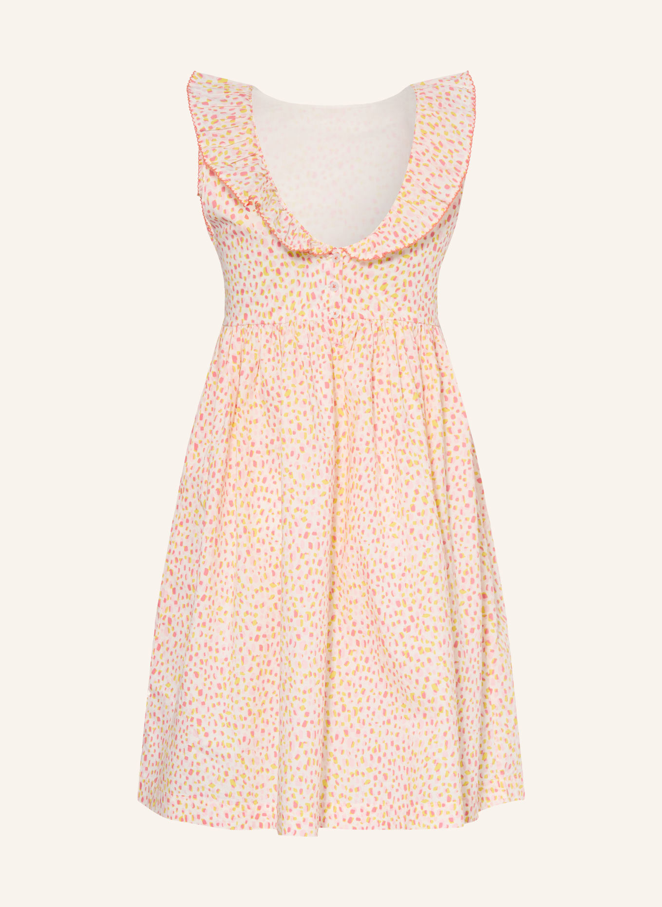 PETIT BATEAU Robe à volants: CRÈME / ROSE / JAUNE