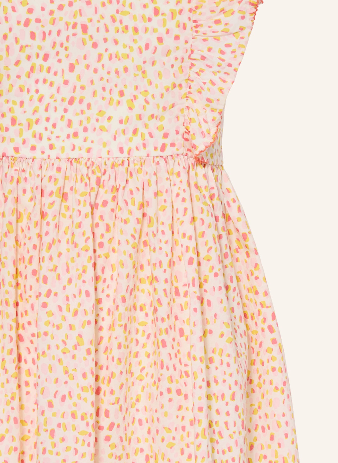 PETIT BATEAU Robe à volants: CRÈME / ROSE / JAUNE