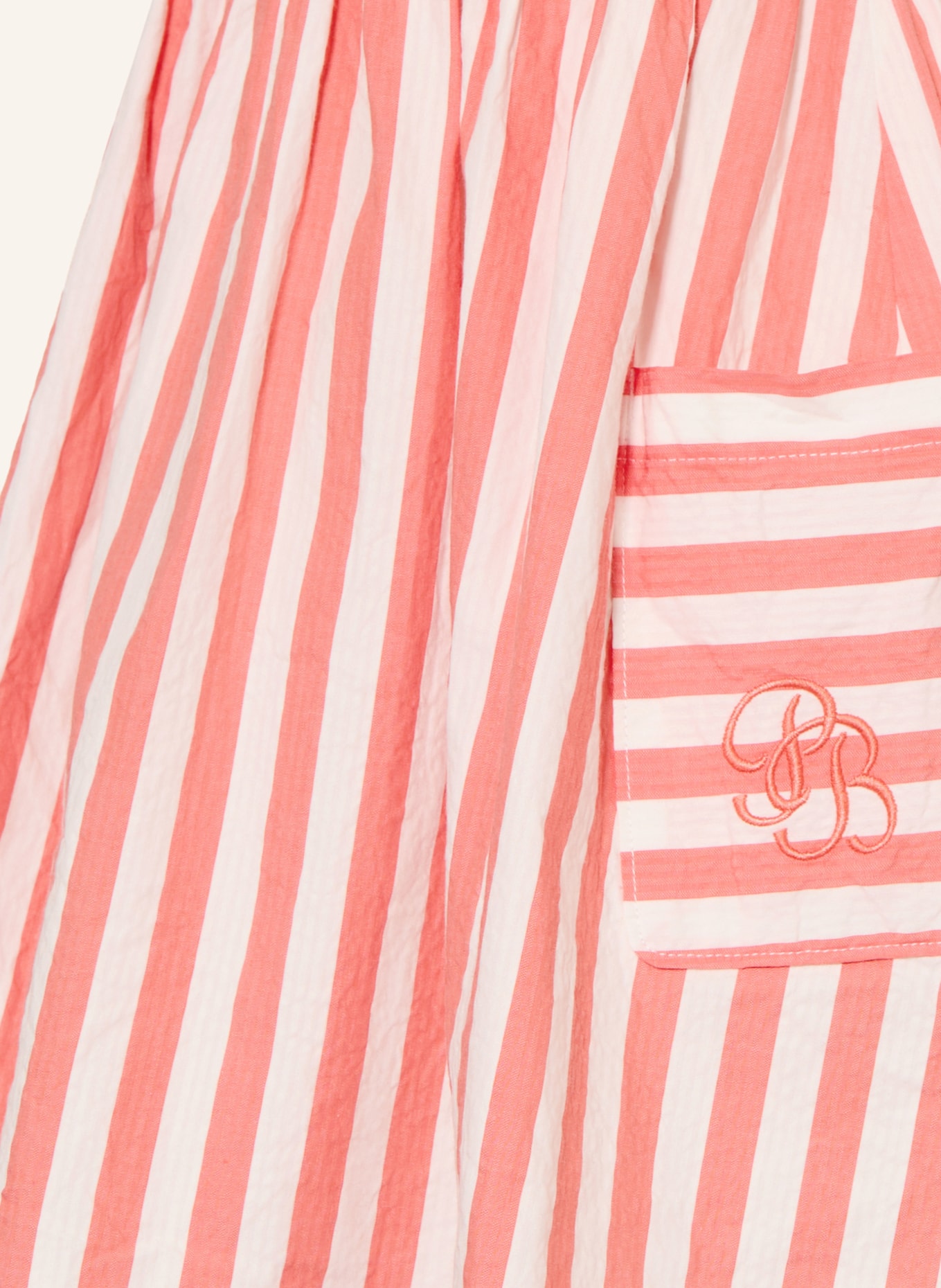 PETIT BATEAU Jurk met ruches: LICHTROOD / WIT