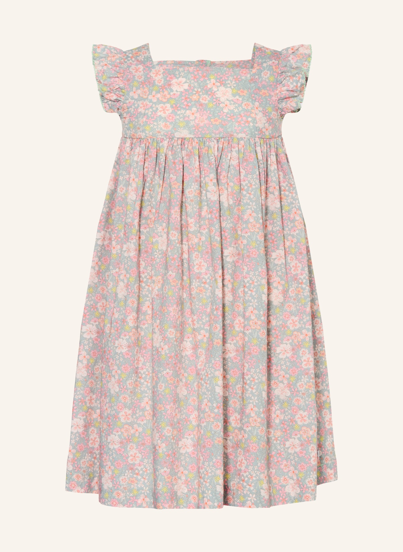 PETIT BATEAU Robe à volants: VERT CLAIR / ROSE CLAIR / ROSE