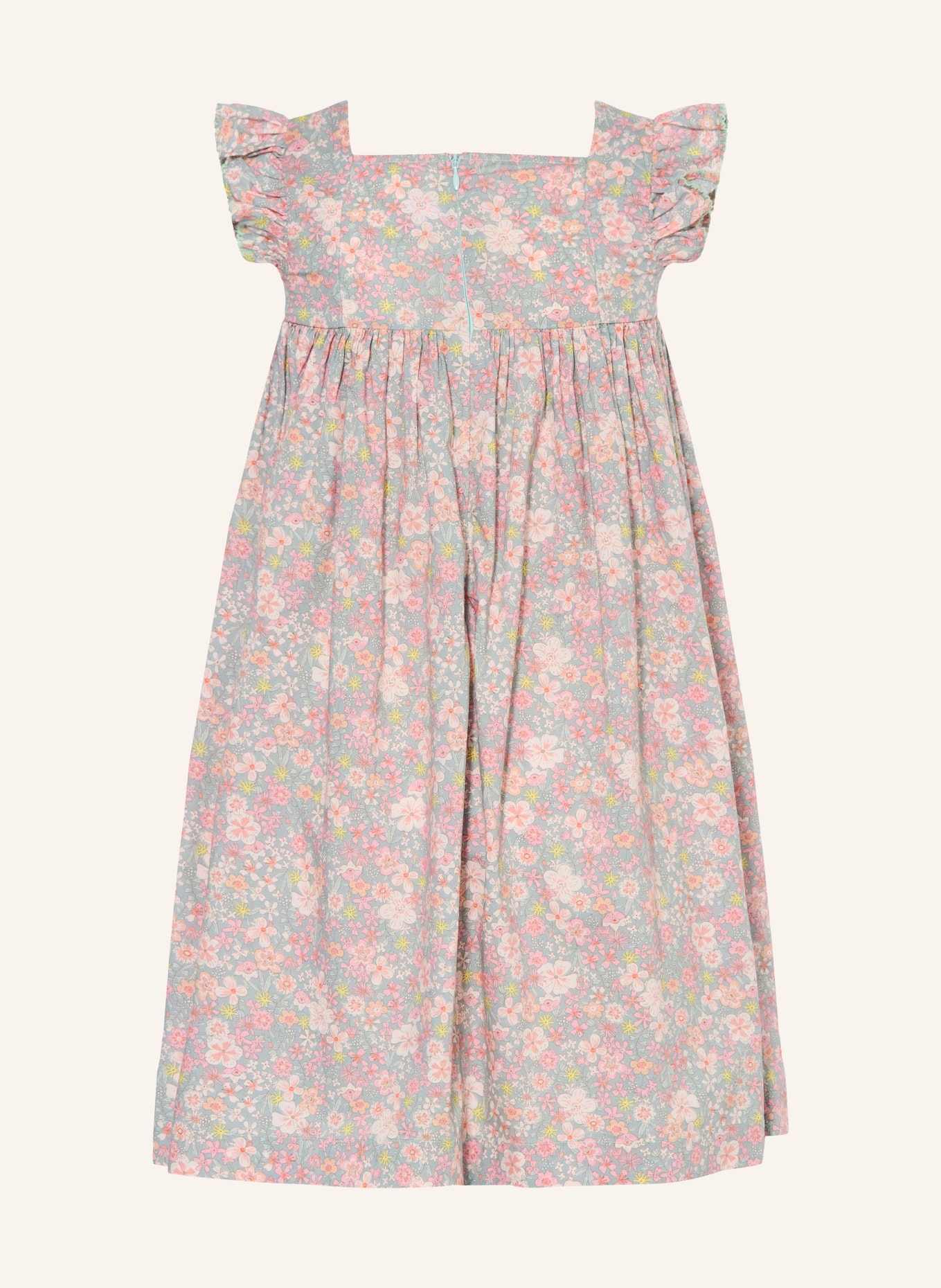 PETIT BATEAU Robe à volants: VERT CLAIR / ROSE CLAIR / ROSE