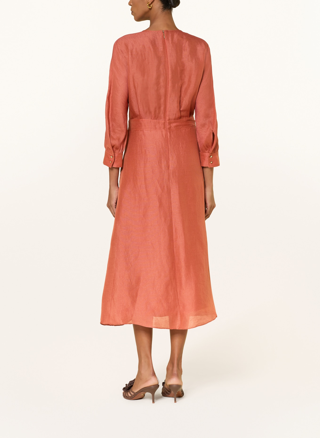 MARC CAIN Leinenkleid mit 3/4-Arm: 488 etruscan red