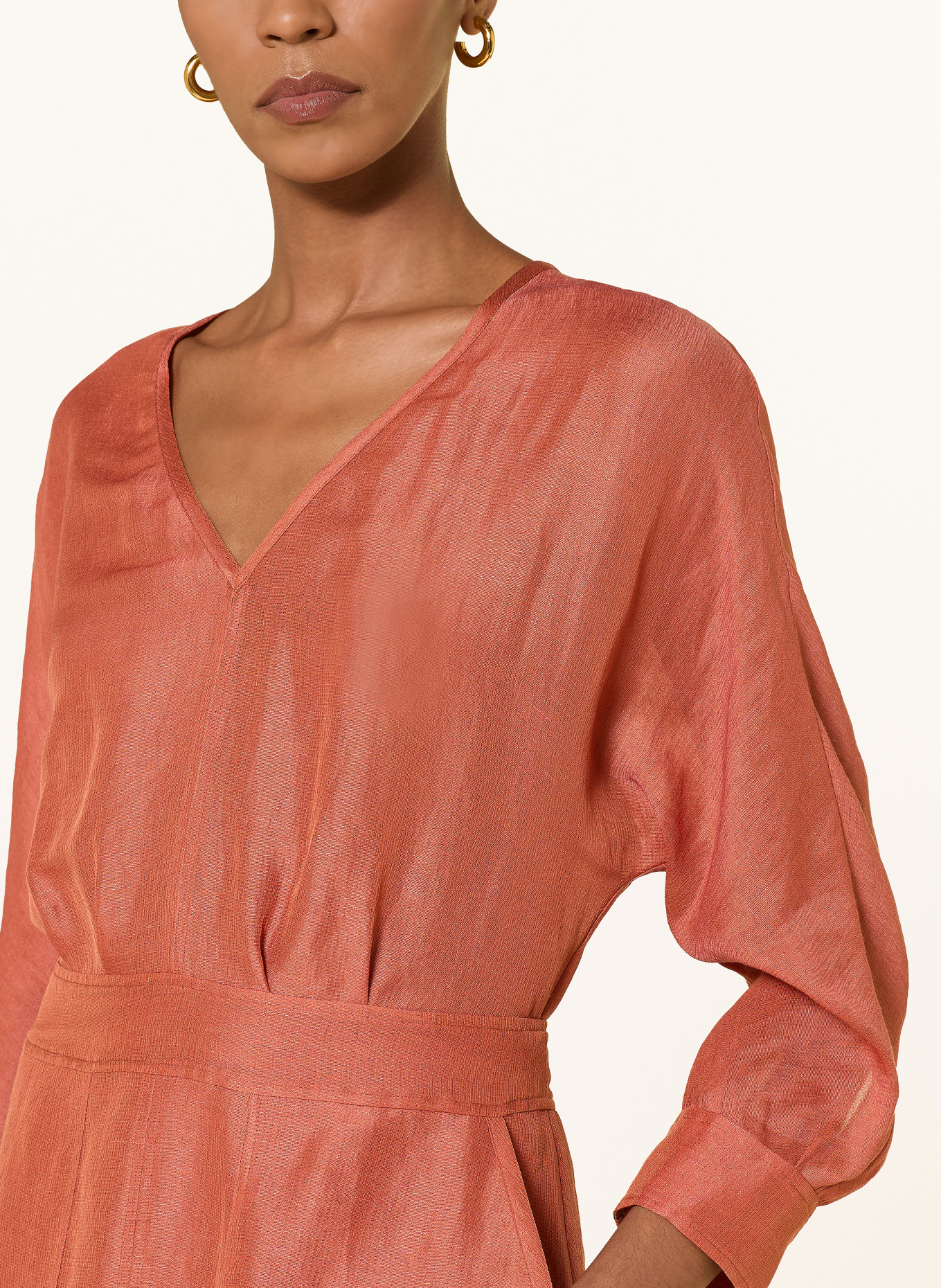 MARC CAIN Leinenkleid mit 3/4-Arm: 488 etruscan red