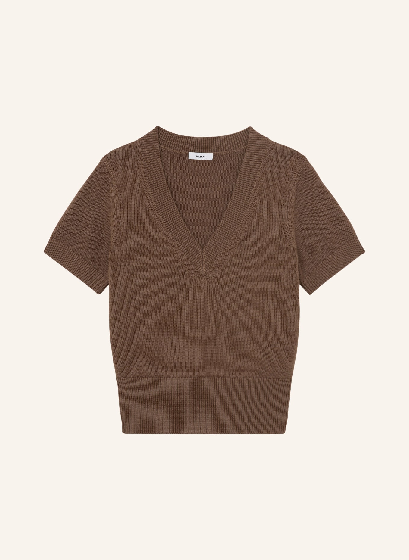 REISS Gebreid shirt VALERIE: BRUIN