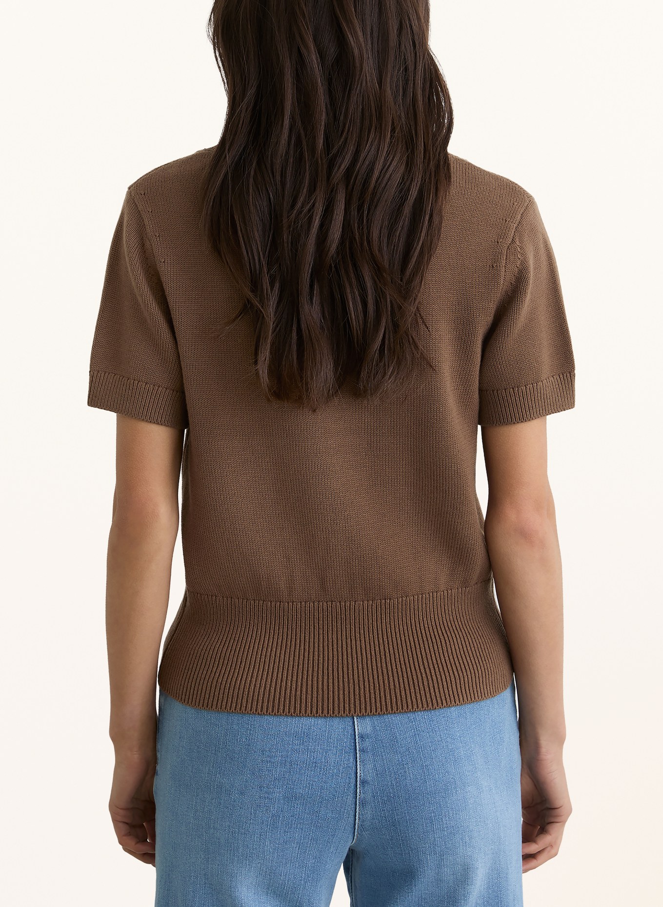 REISS Gebreid shirt VALERIE: BRUIN