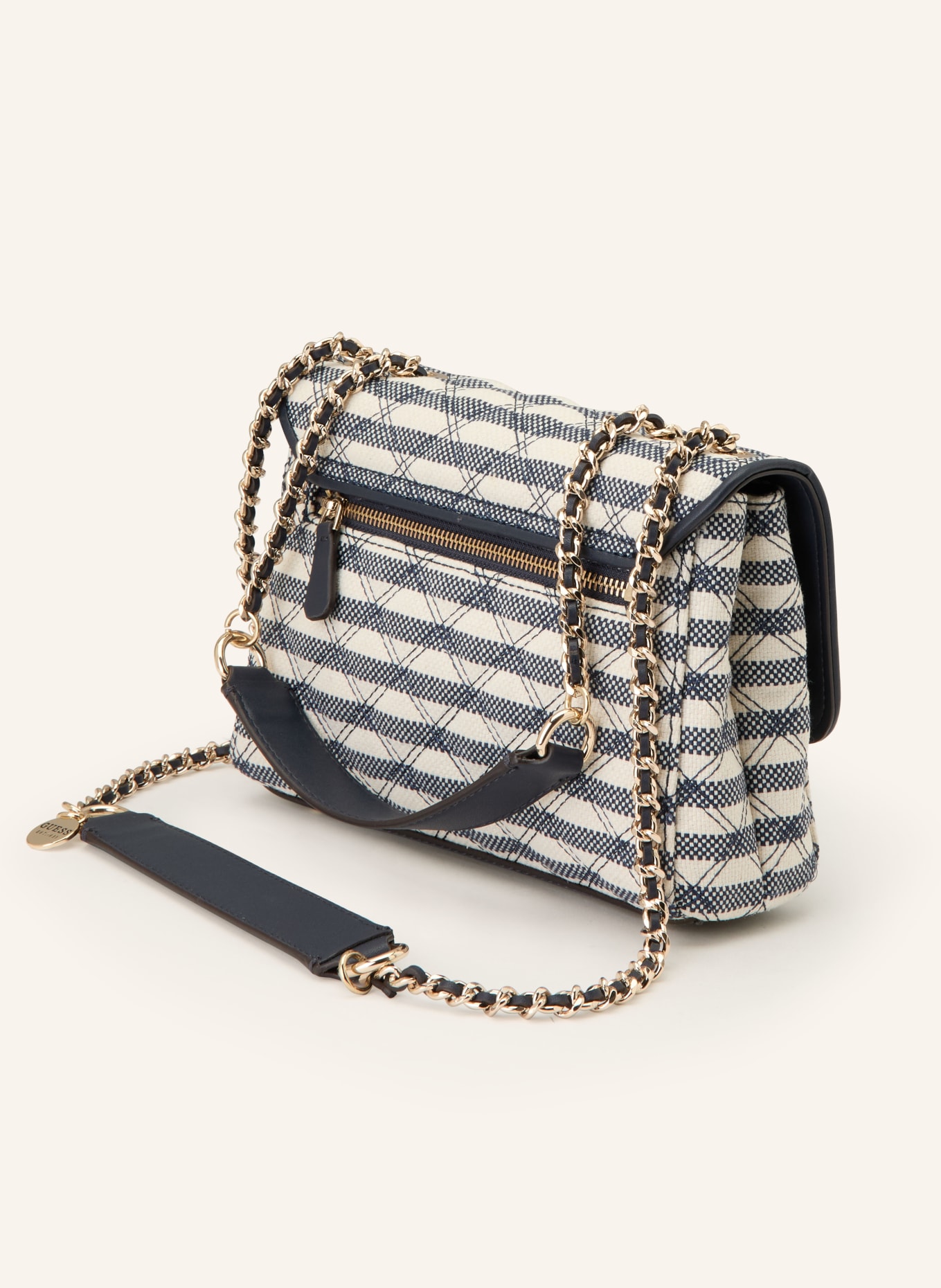 GUESS Umhängetasche GIULLY: DUNKELBLAU / GOLD / CREME