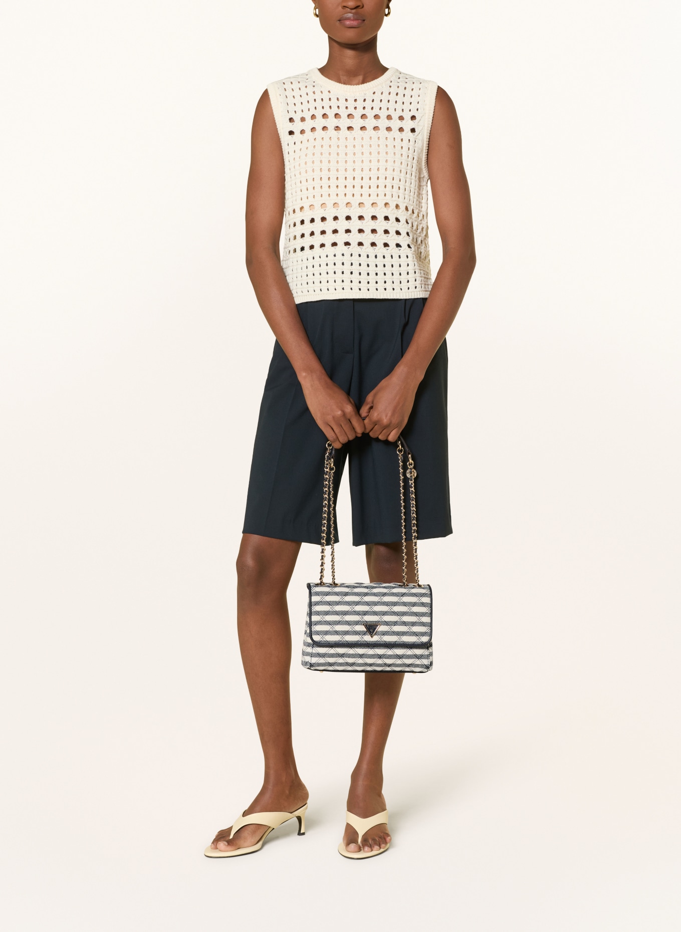 GUESS GIULLY Shoulder Bag: DARK BLUE / GOLD / CREAM