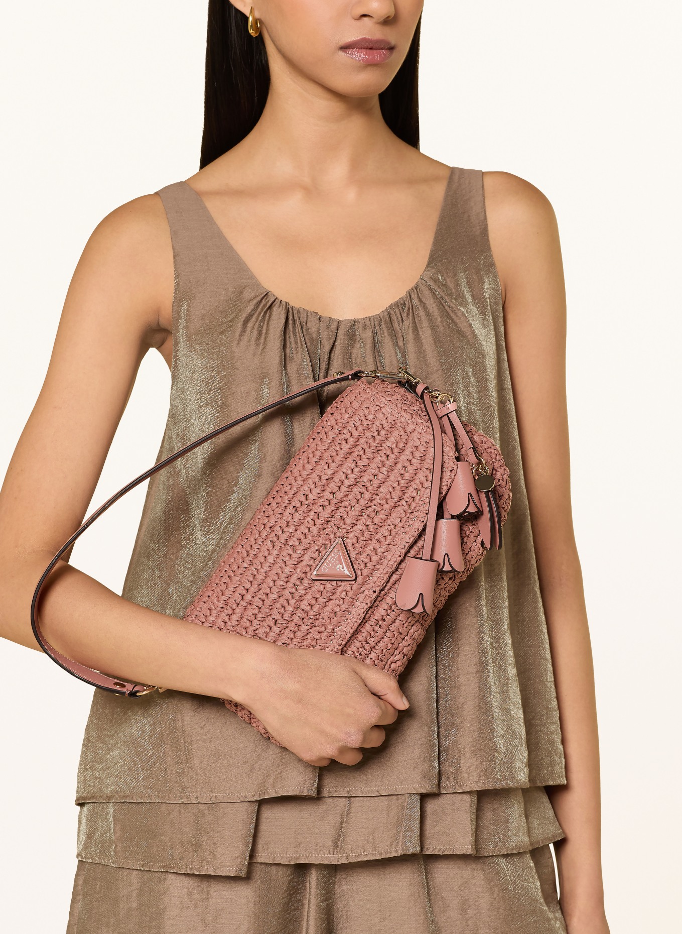 GUESS Schoudertas OFELIA: VIEUX ROSE / ZILVER