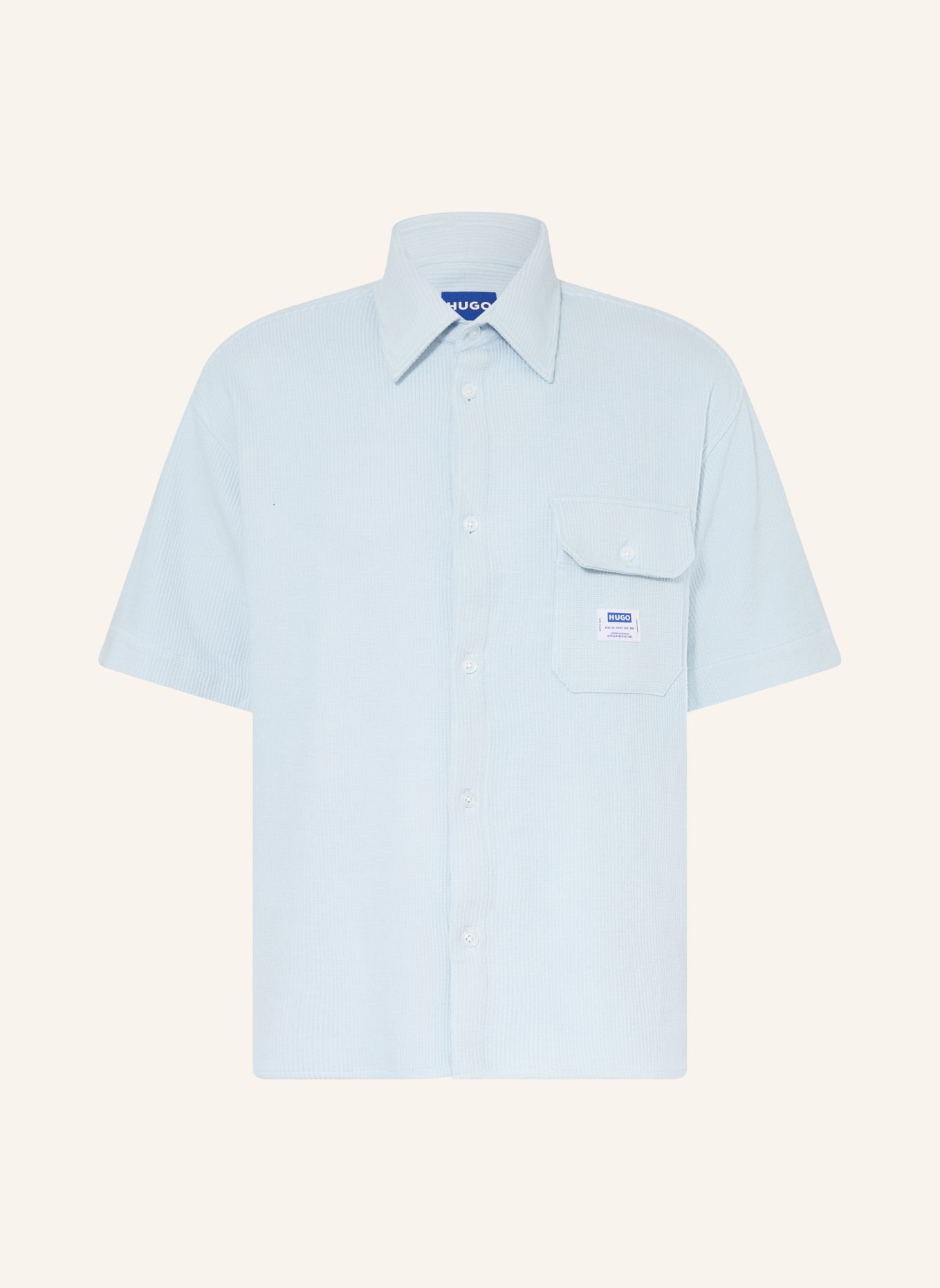 HUGO Strickhemd EBAFFINO Comfort Fit: HELLBLAU