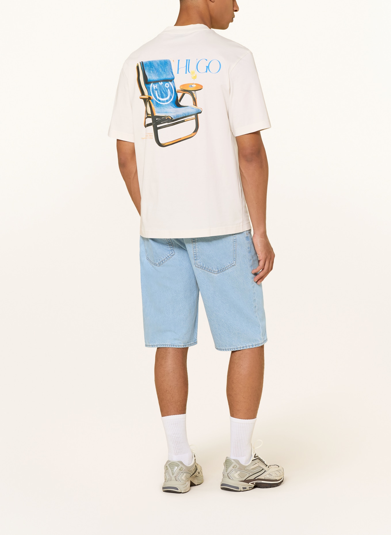 HUGO T-shirt NULAXO: ÉCRU / JAUNE / BLEU