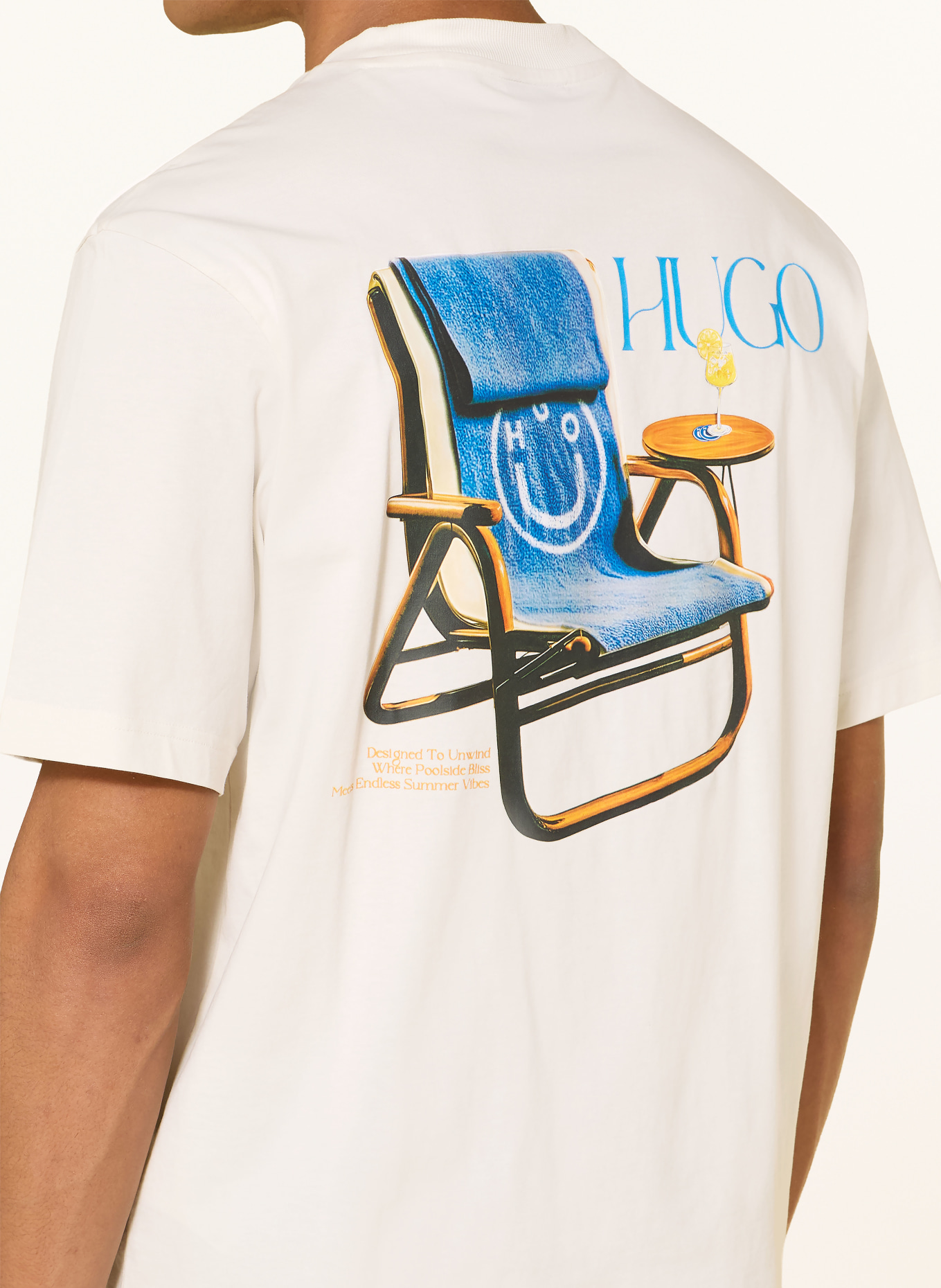HUGO T-shirt NULAXO: ÉCRU / JAUNE / BLEU
